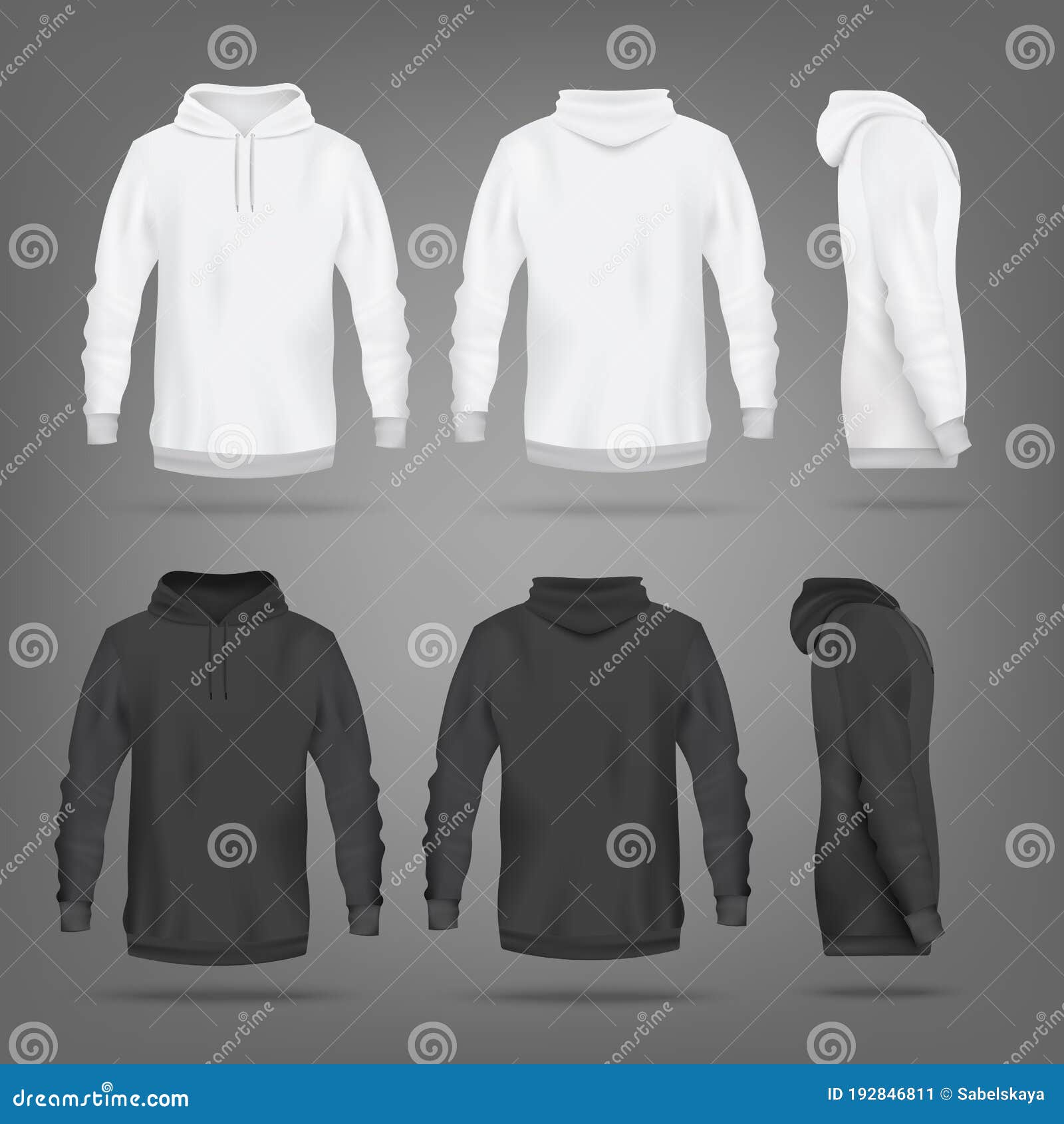 Download Black And White Hoodie Mockup Set - Isolated Sport Apparel ...