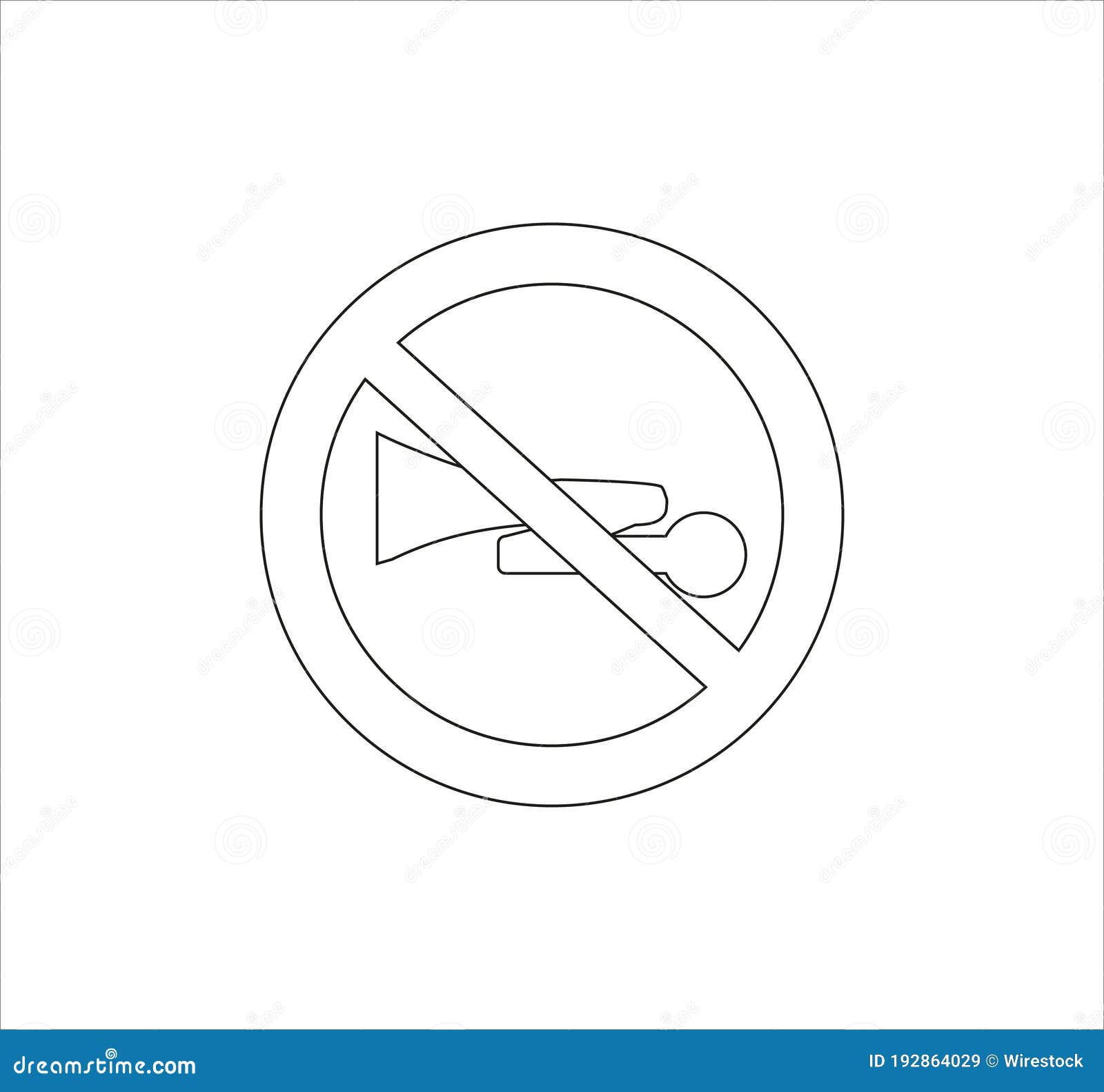 Black and White Horn Prohibited Sign Icon Stock Illustration
