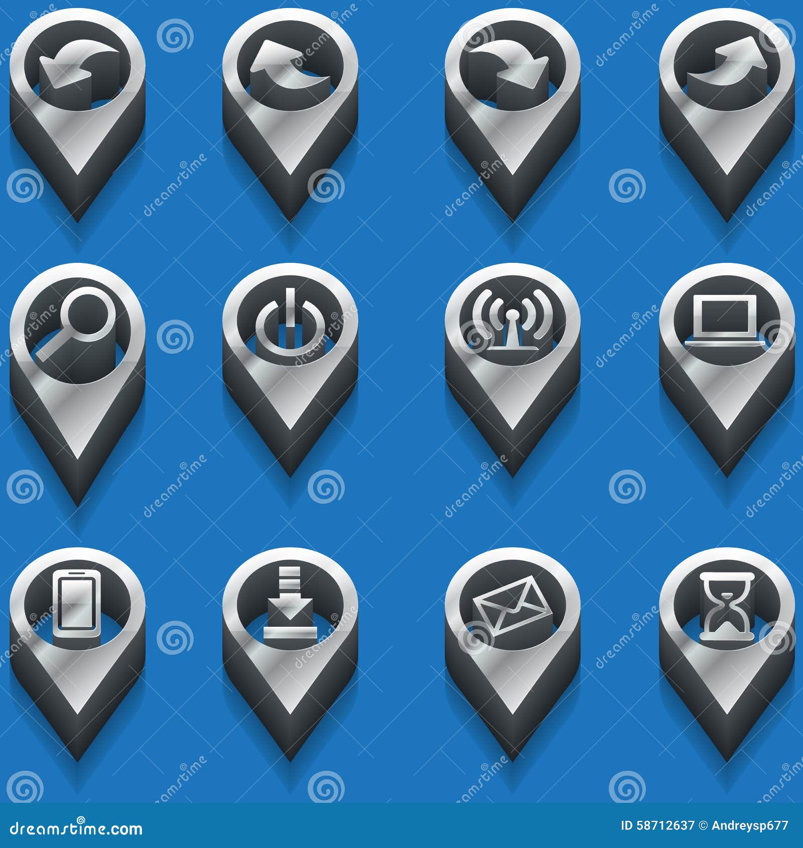 Black and White Icons Computer Icons. Isometric Stock Vector