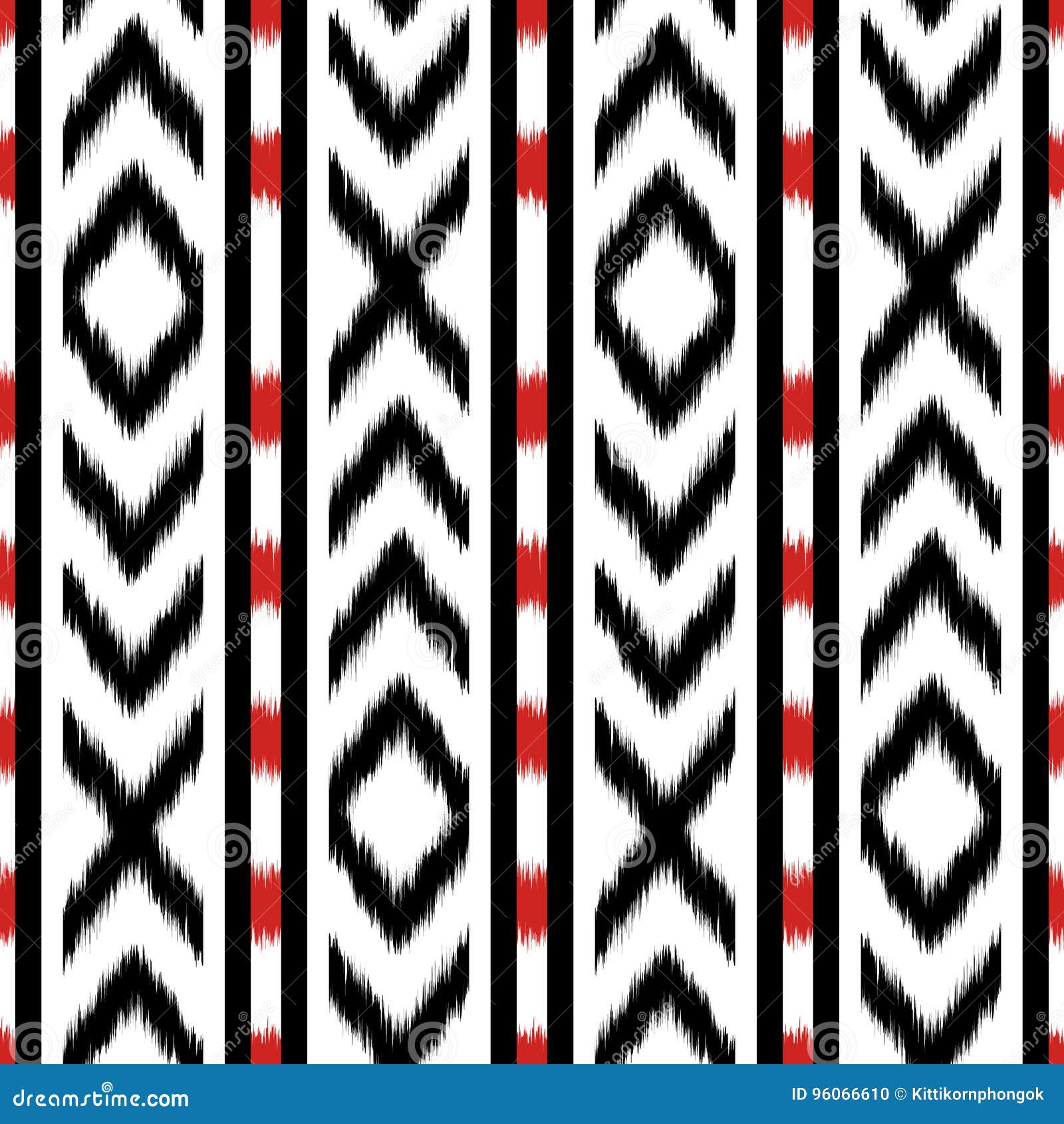 Black and White Ikat Seamless Pattern Design for Fabric Stock Illustration Illustration of