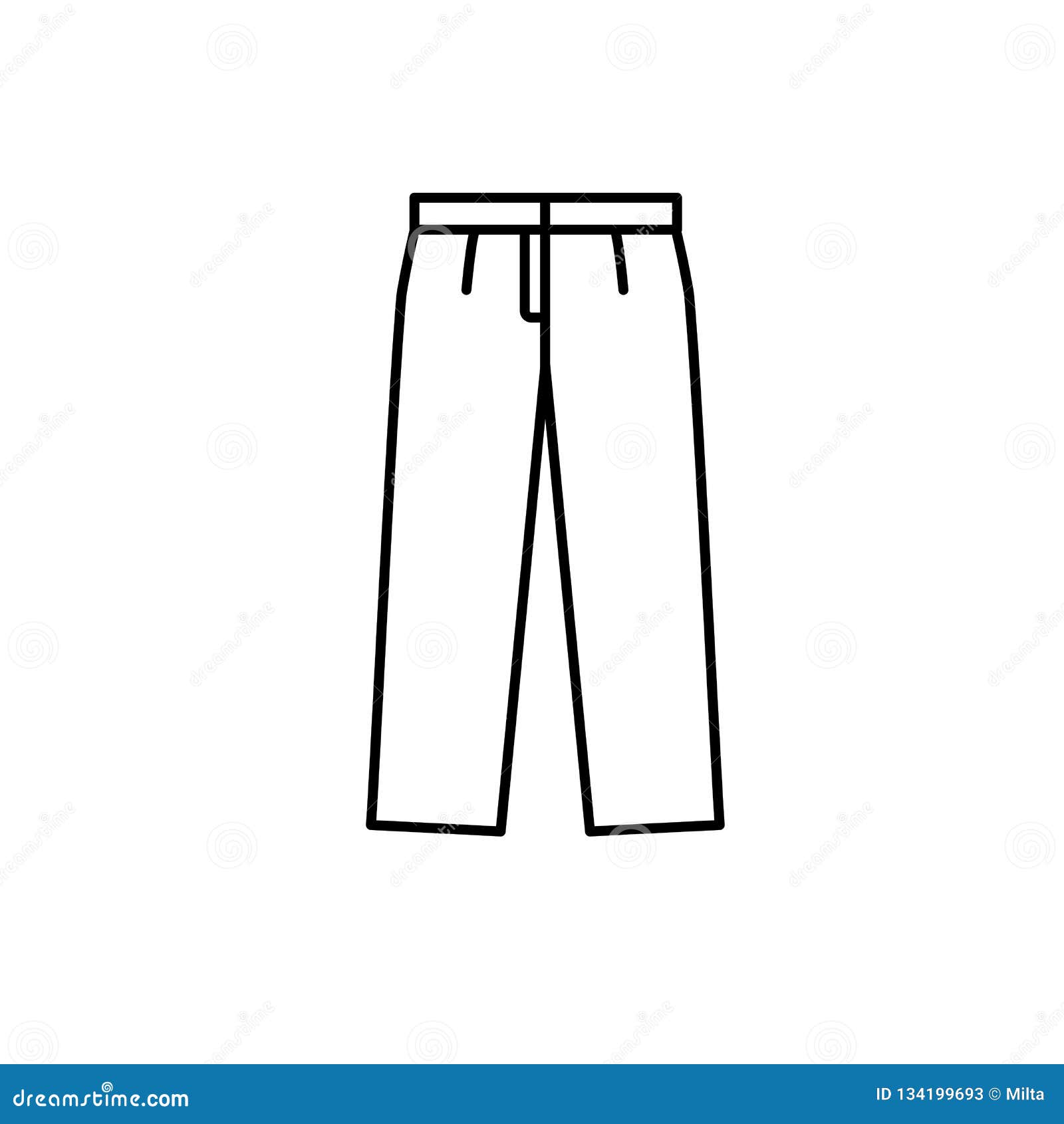Black & White Illustration of Casual Pants. Vector Line Icon of ...