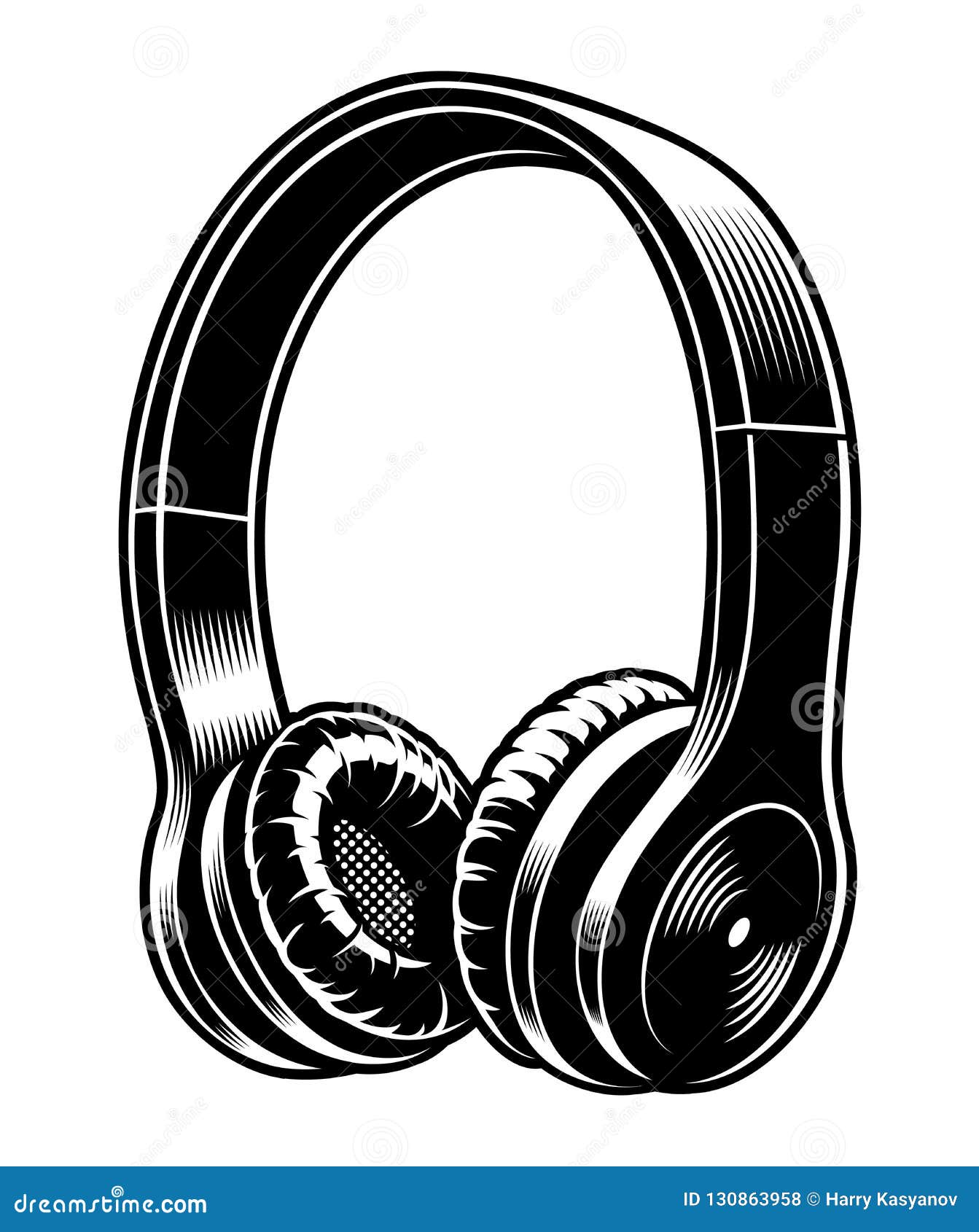 Black and White Vector Illustration of Headphones. Stock Vector