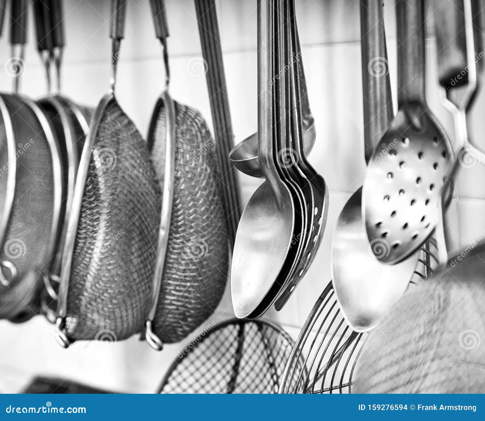 Professional Cooking Utensils Hanging Restaurant Kitchen Stock Photo by  ©.shock 193223954