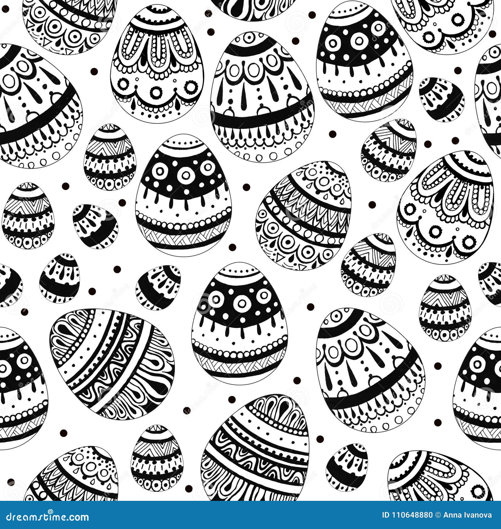 Black And White Ink Easter Eggs Stock Illustration