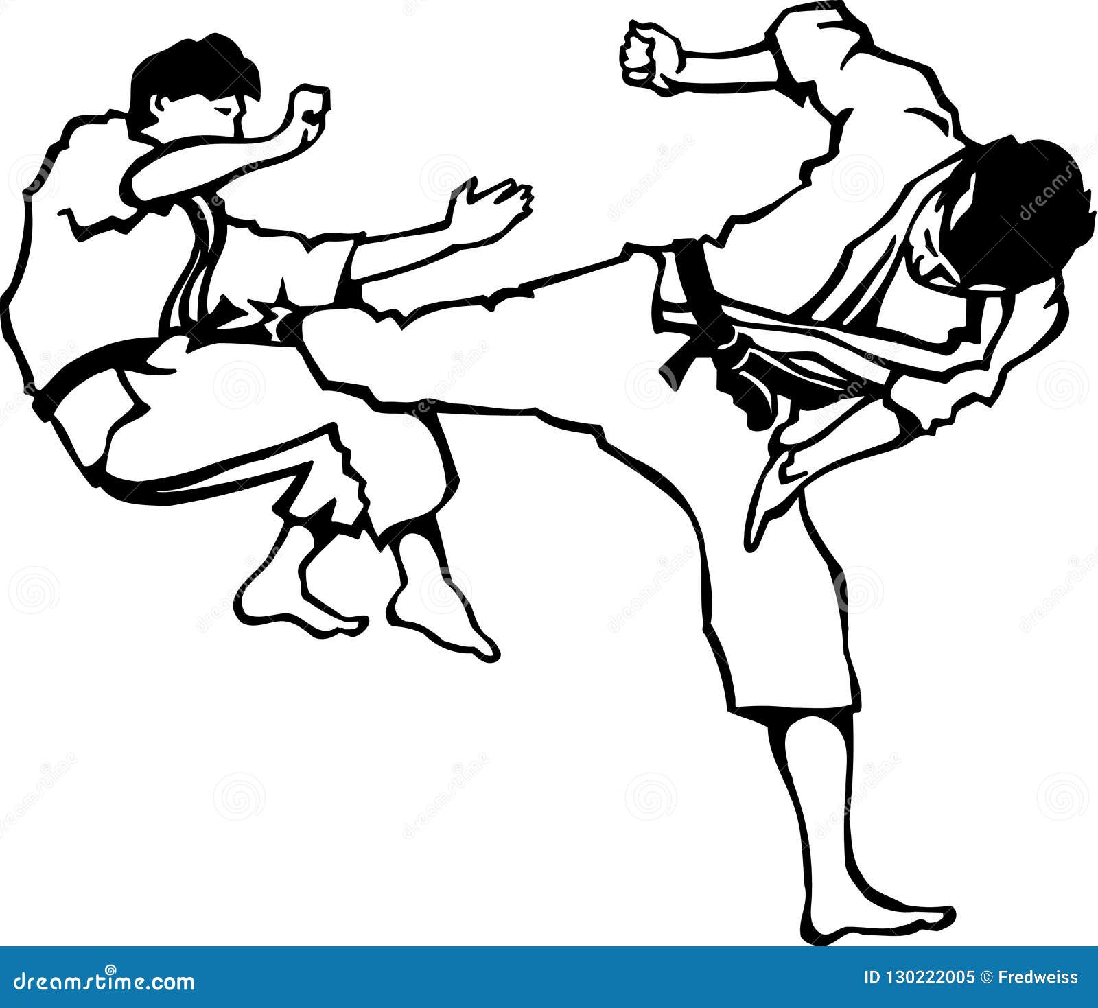 Black and White Karate Illustration Stock Vector Illustration of