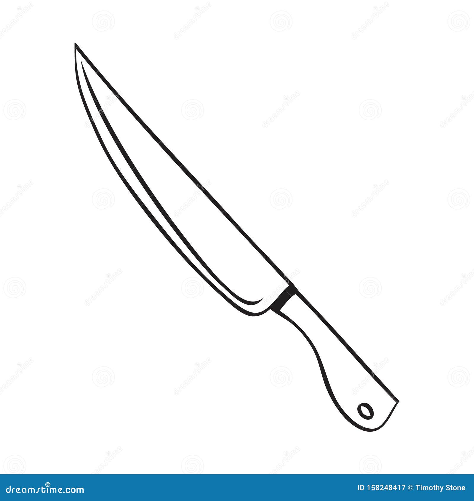 Black and White Vector Illustration of Knife Stock Vector