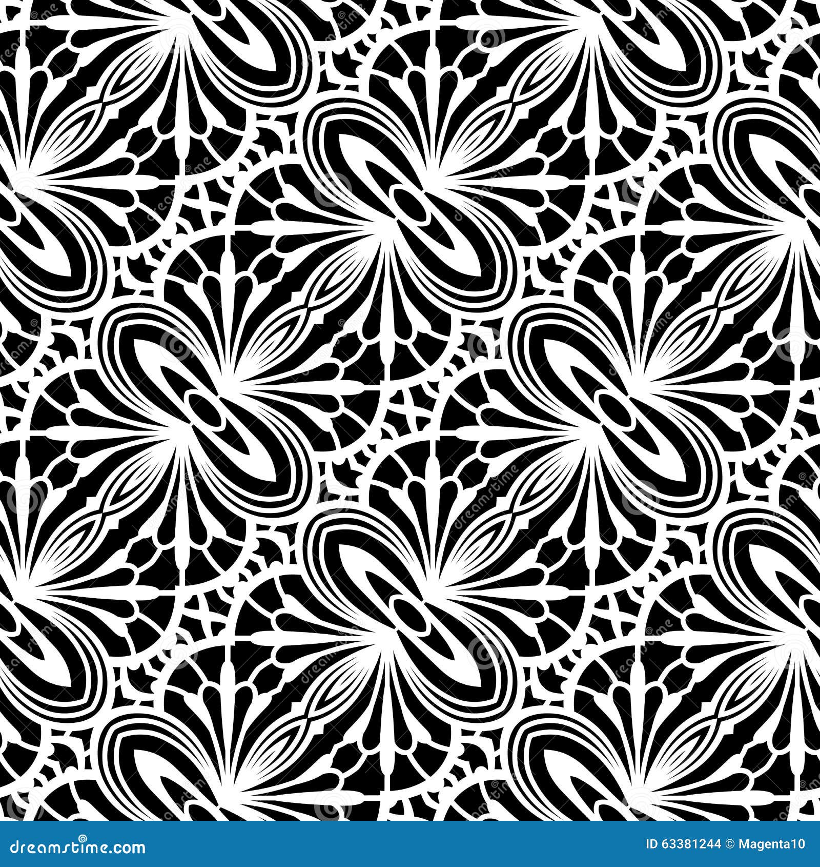 Black and White Lace Texture, Seamless Pattern Stock Vector
