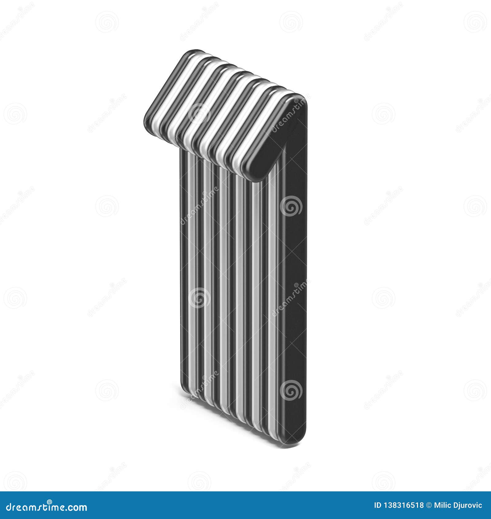 Black and White Layered Number 1 ONE 3D Stock Illustration