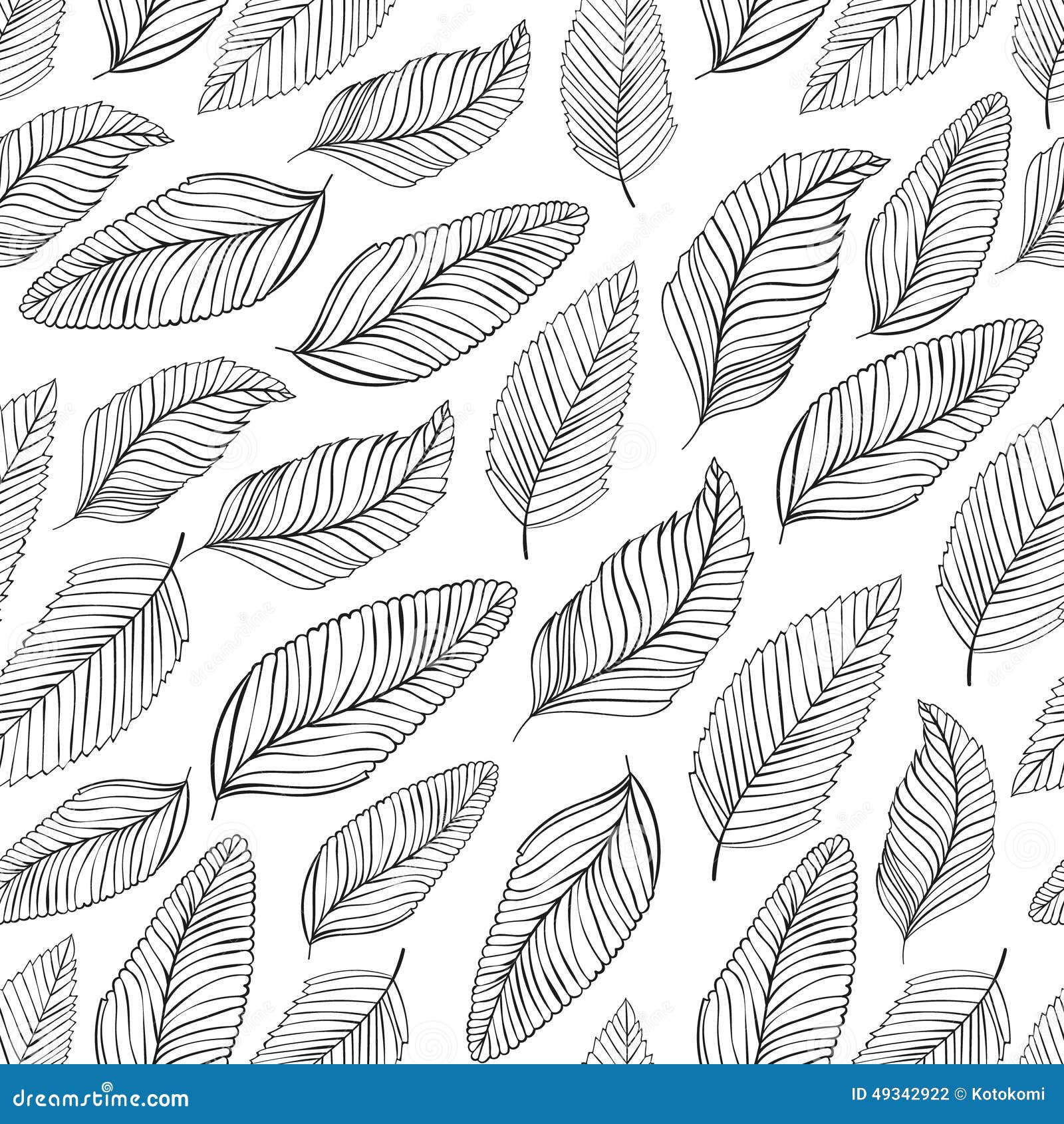 Black and White Leaves Pattern. Seamless Stock Vector - Illustration of