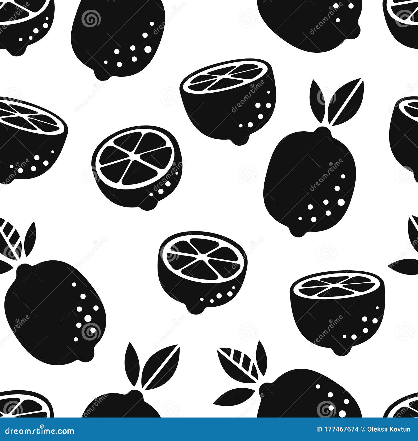 Black and White Lemons Print. Seamless Pattern. Lemon Texture Stock Illustration Illustration