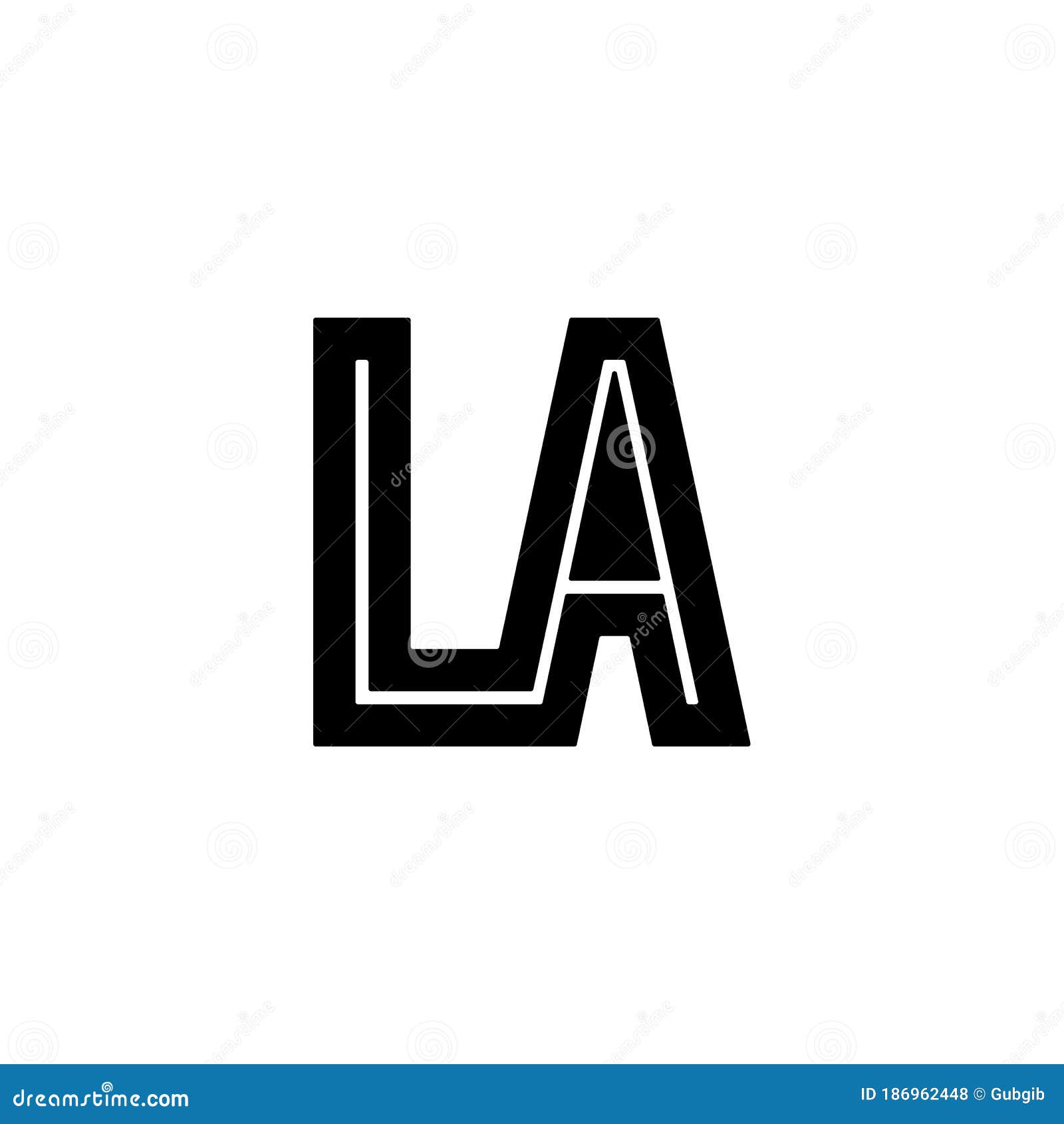 Black and White Letter LA Initial Logo Icon Stock Vector Illustration