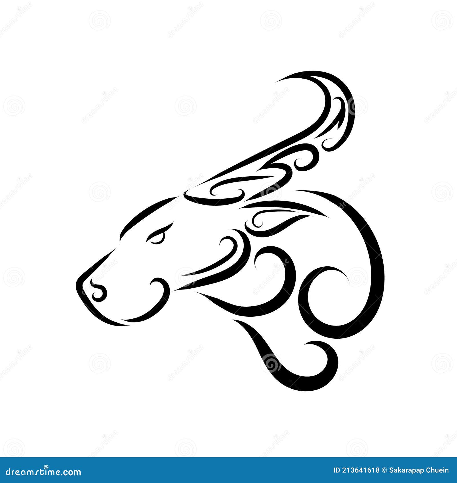 Black and White Line Art of Buffalo Head. Good Use for Symbol, Mascot, Icon, Avatar, Tattoo, T Shirt Design, Logo or Any Design Stock Vector - Illustration of monochrome, drawing: 213641618