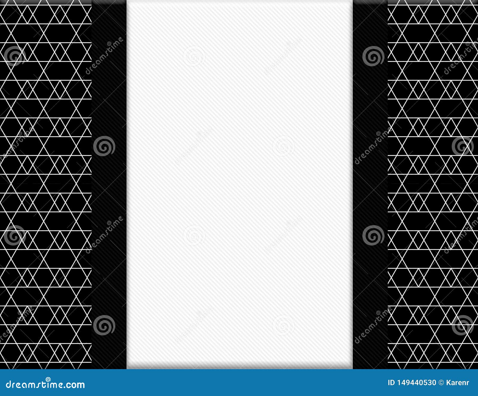 black and white line and zigzag patterned frame with ribbon background