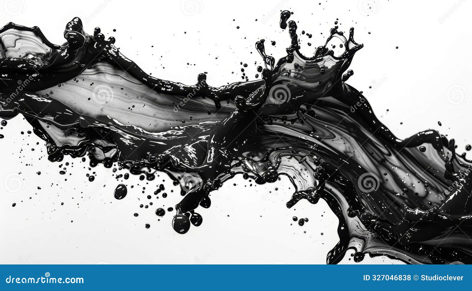 black and white liquid splash - generative ai