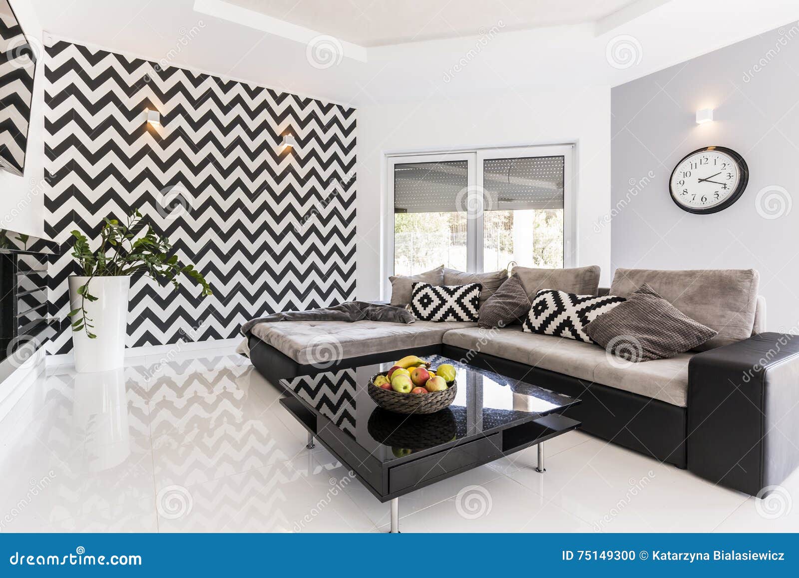 Black And White Living Room Idea Stock Photo Image Of Lifestyle