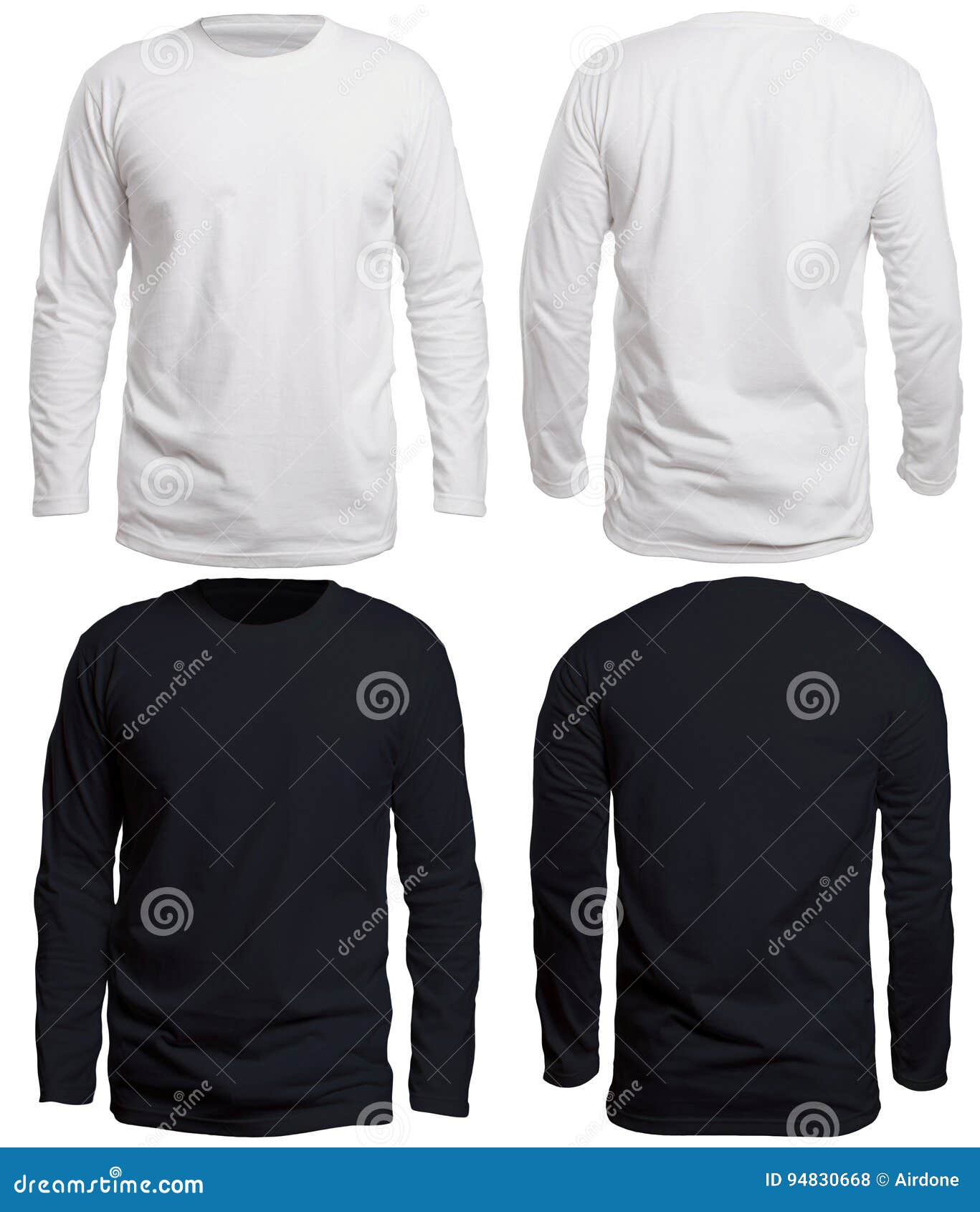 Black and White Long Sleeve Shirt Mock Up Stock Photo - Image of front ...