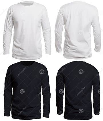 Black and White Long Sleeve Shirt Mock Up Stock Photo - Image of front ...