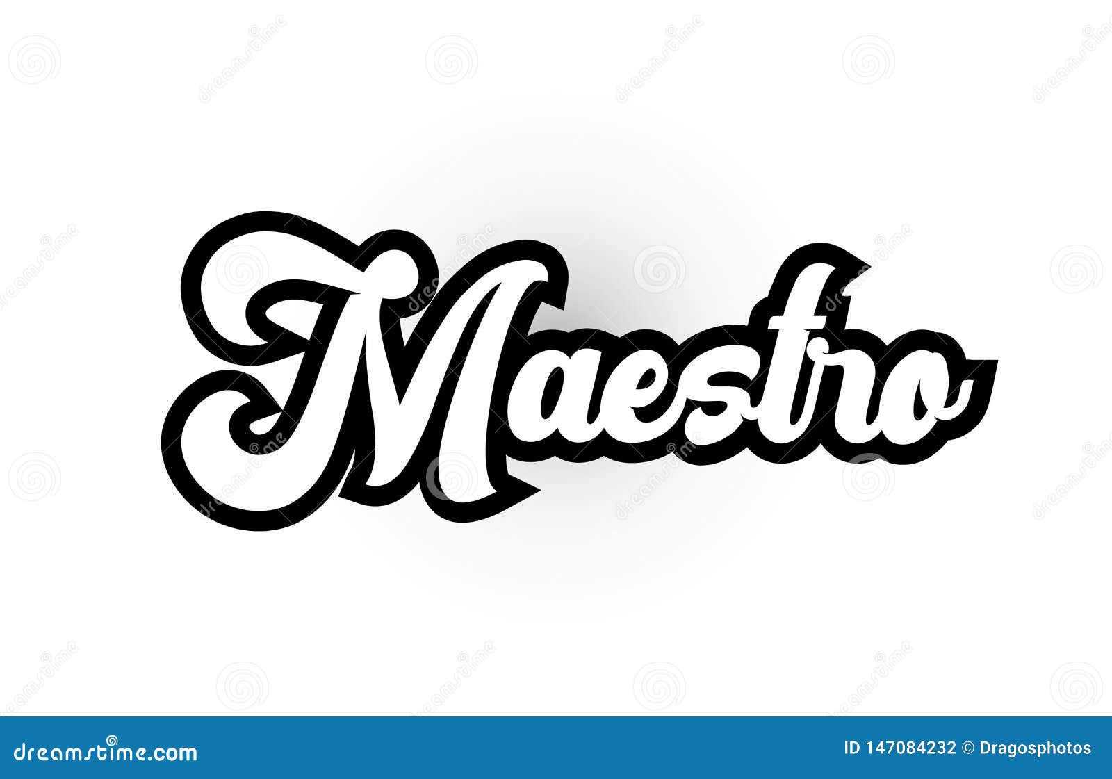 black and white maestro hand written word text for typography logo icon 