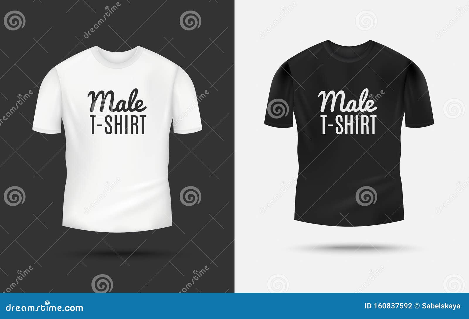 Download Black And White Male T-shirt Mockup With Text Template. Stock Vector - Illustration of store ...