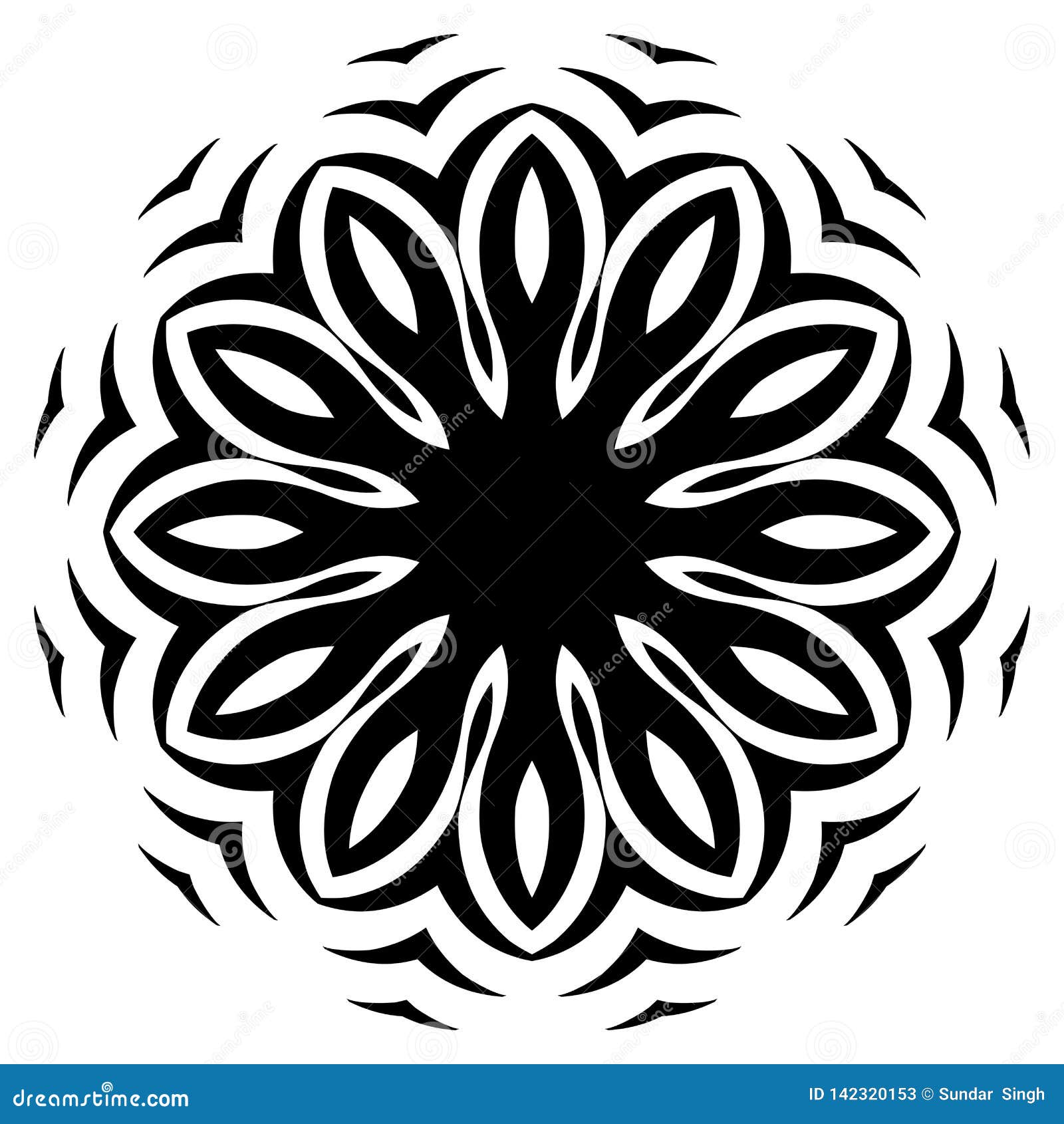 Black and White Mandala Illustration. Stock Vector - Illustration of ...