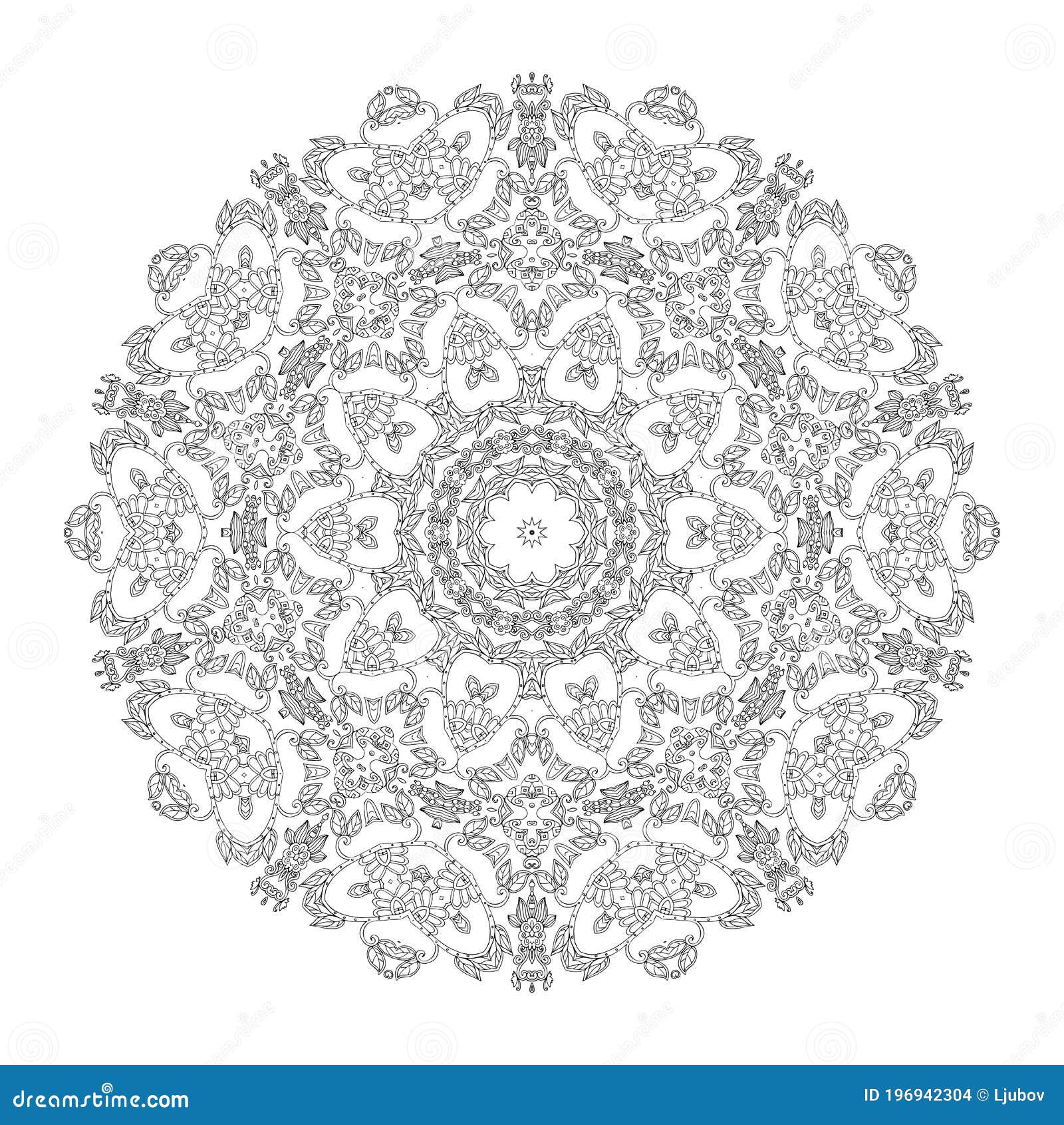 Download Black And White Mandala With Intricate Floral Ornament ...