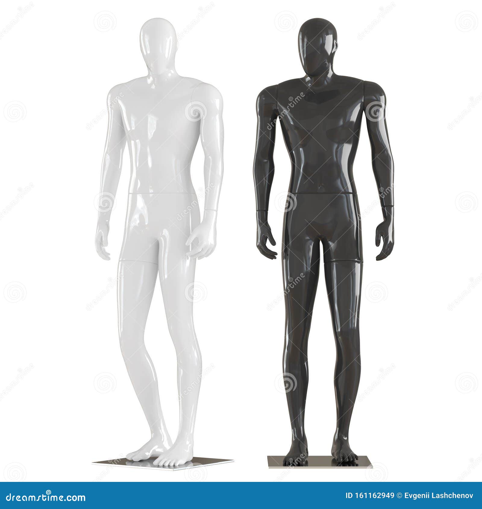 Black and White Mannequin Stand in a Free Straight Pose. 3D Rendering on  Isolated Background Stock Illustration - Illustration of head, reflection:  161162949