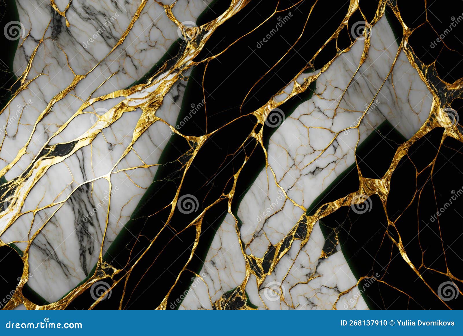 Black White Marble With Golden Veins Background. Generative AI Royalty