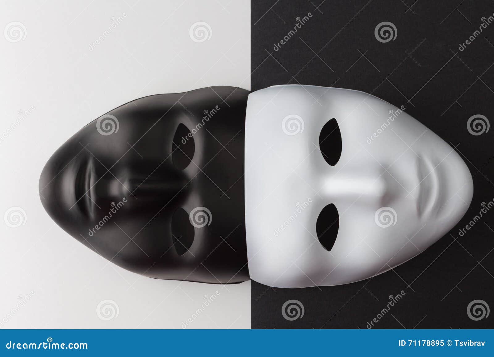 black and white masks anonymity concept