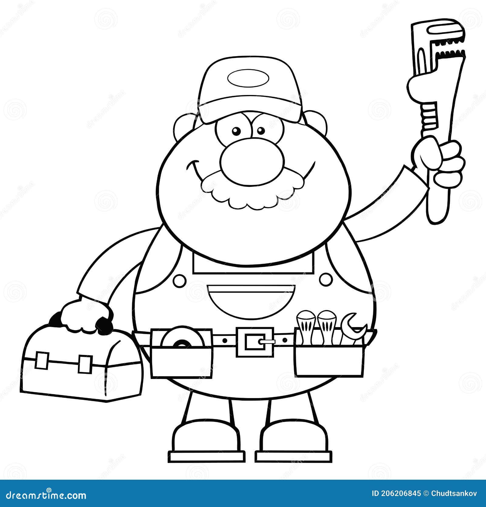 Black and White Mechanic Cartoon Character with Wrench and Tool Box Stock Illustration - Illustration of outlined, illustrated: 206206845 Black and White Mechanic Cartoon Character with Wrench and Tool Box Stock Illustration - Illustration of outlined, illustrated: 206206845