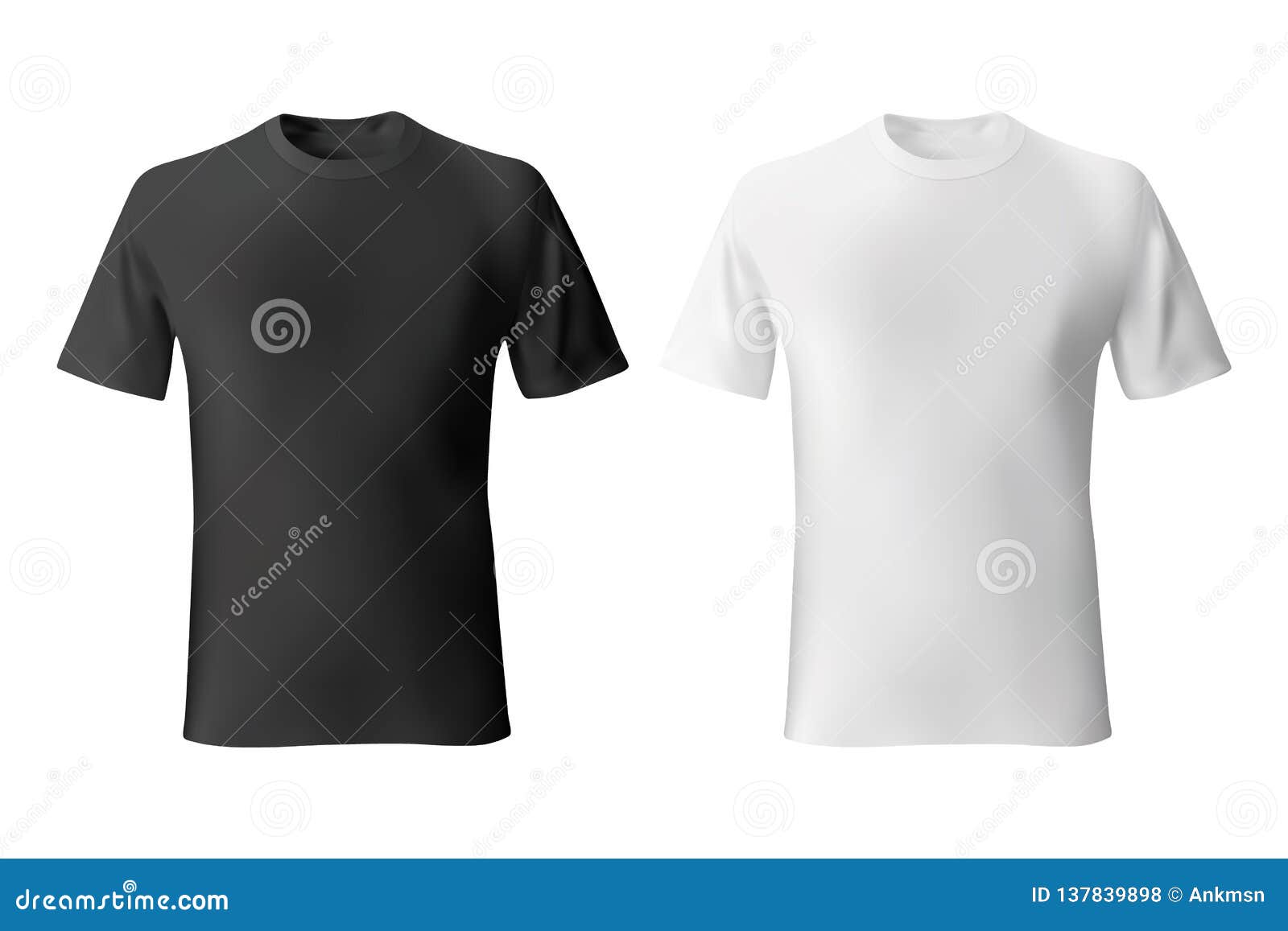 Black and White Mens T-shirt Template Realistic Mockup Stock Vector ...