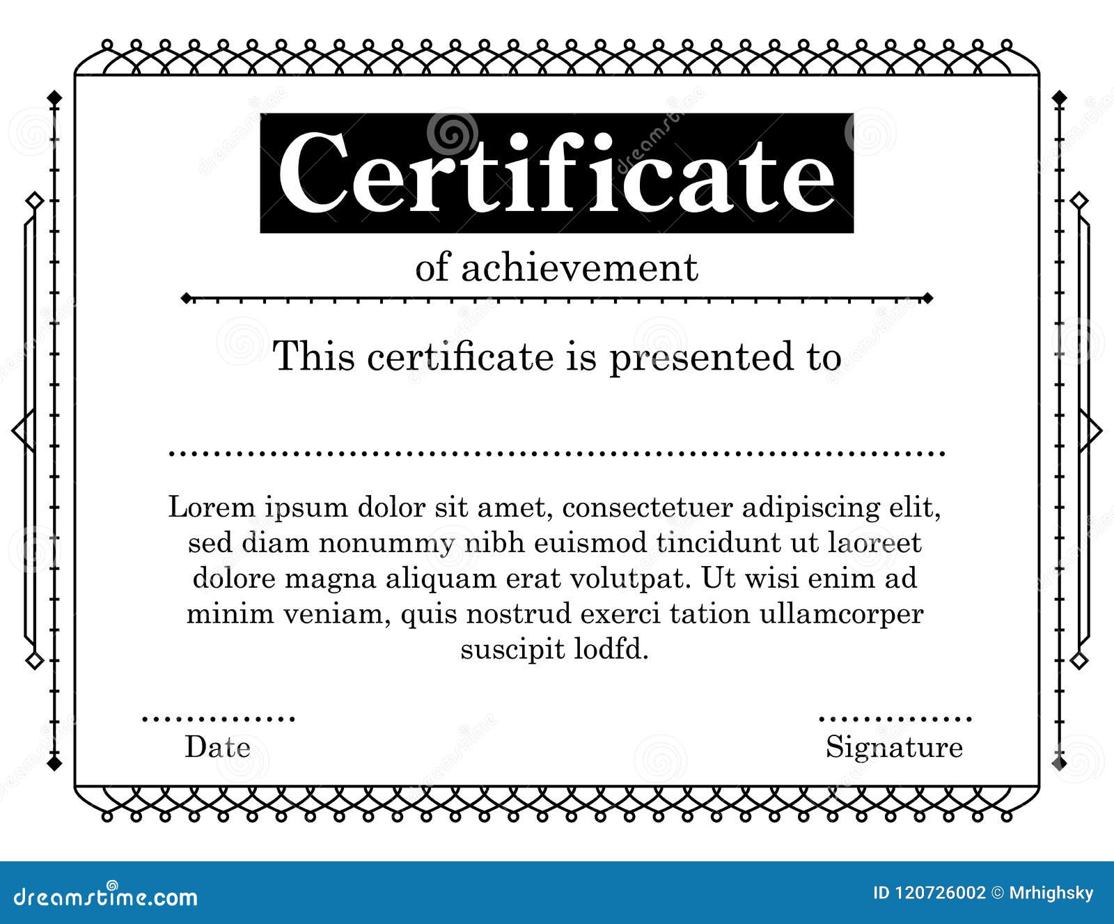 Black and White Minimal Certificate Template Stock Vector