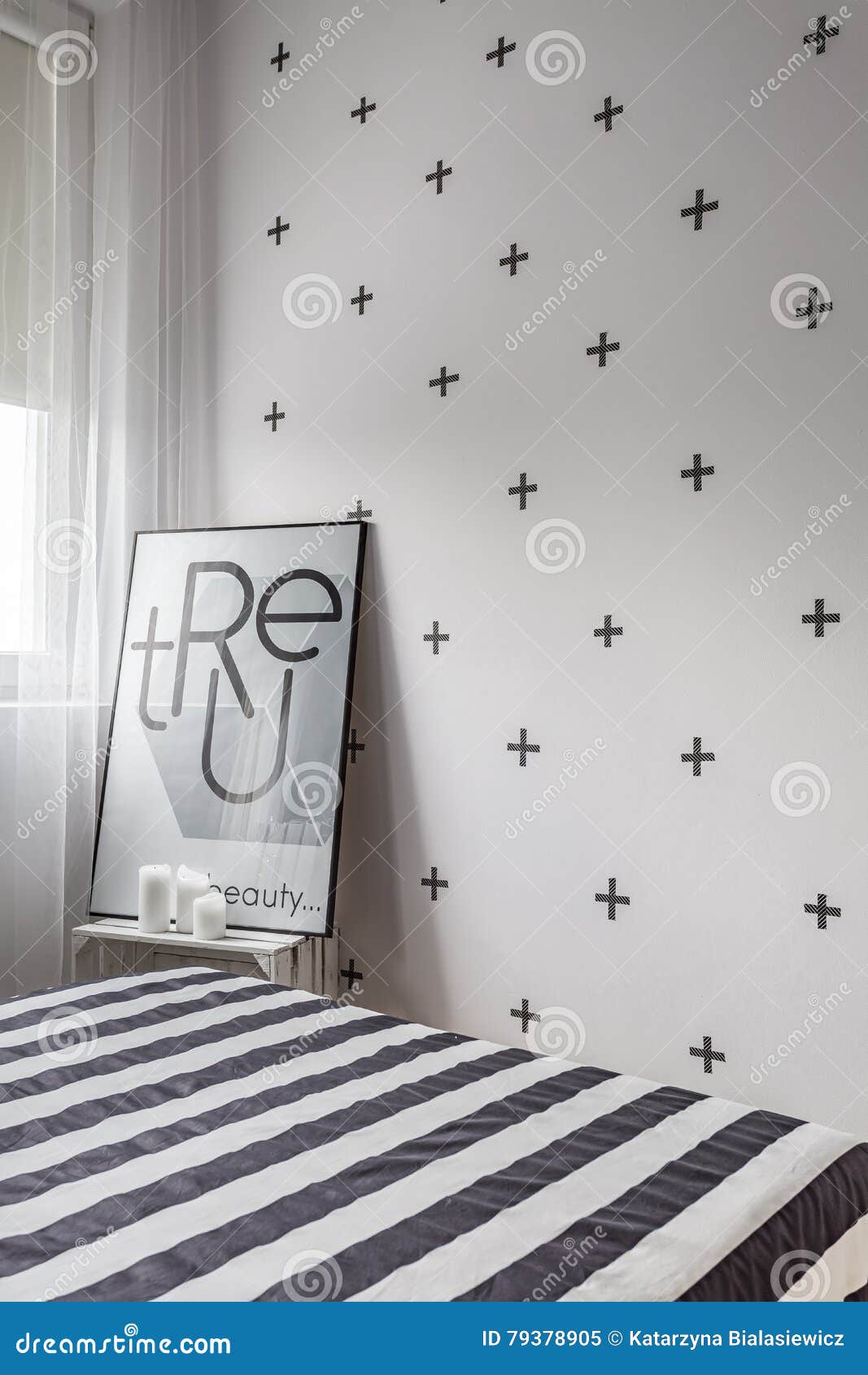 Black and White Modern Bedroom Stock Image Image of stylish, black