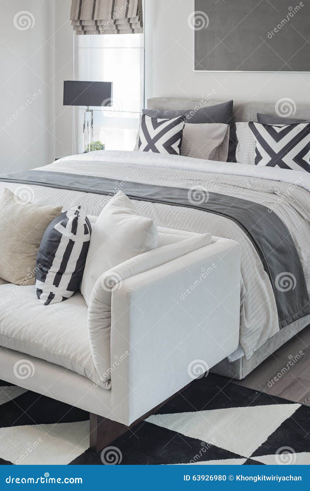 Black and White Modern Bedroom Style Stock Photo Image of comfortable