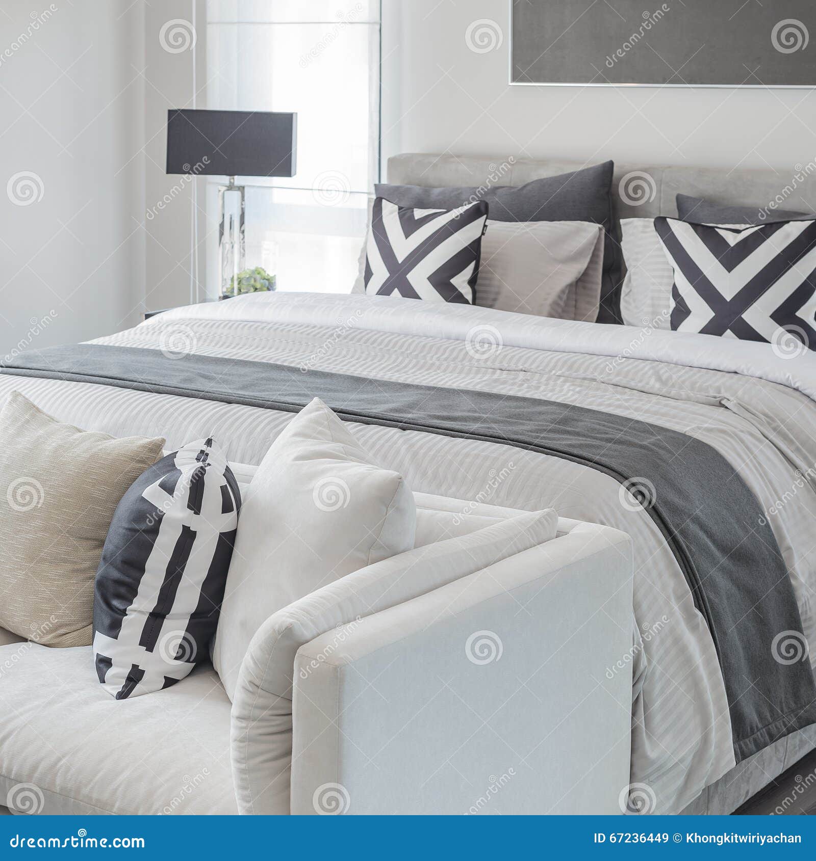 Black and White Modern Bedroom Style Stock Image Image of hotel, lamp