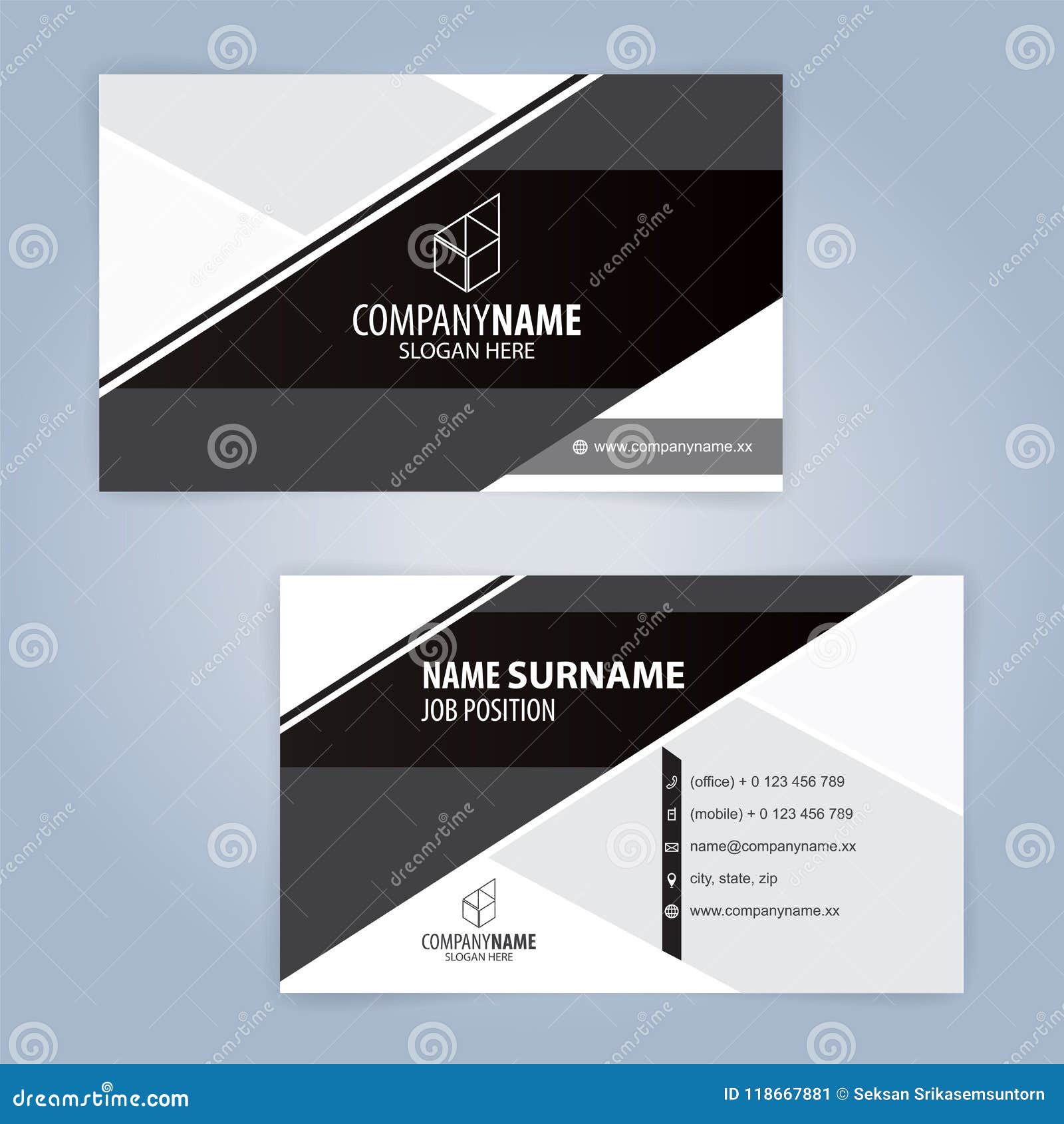 Black And White Modern Business Card Template Stock Vector Illustration Of Modern Corporate 118667881