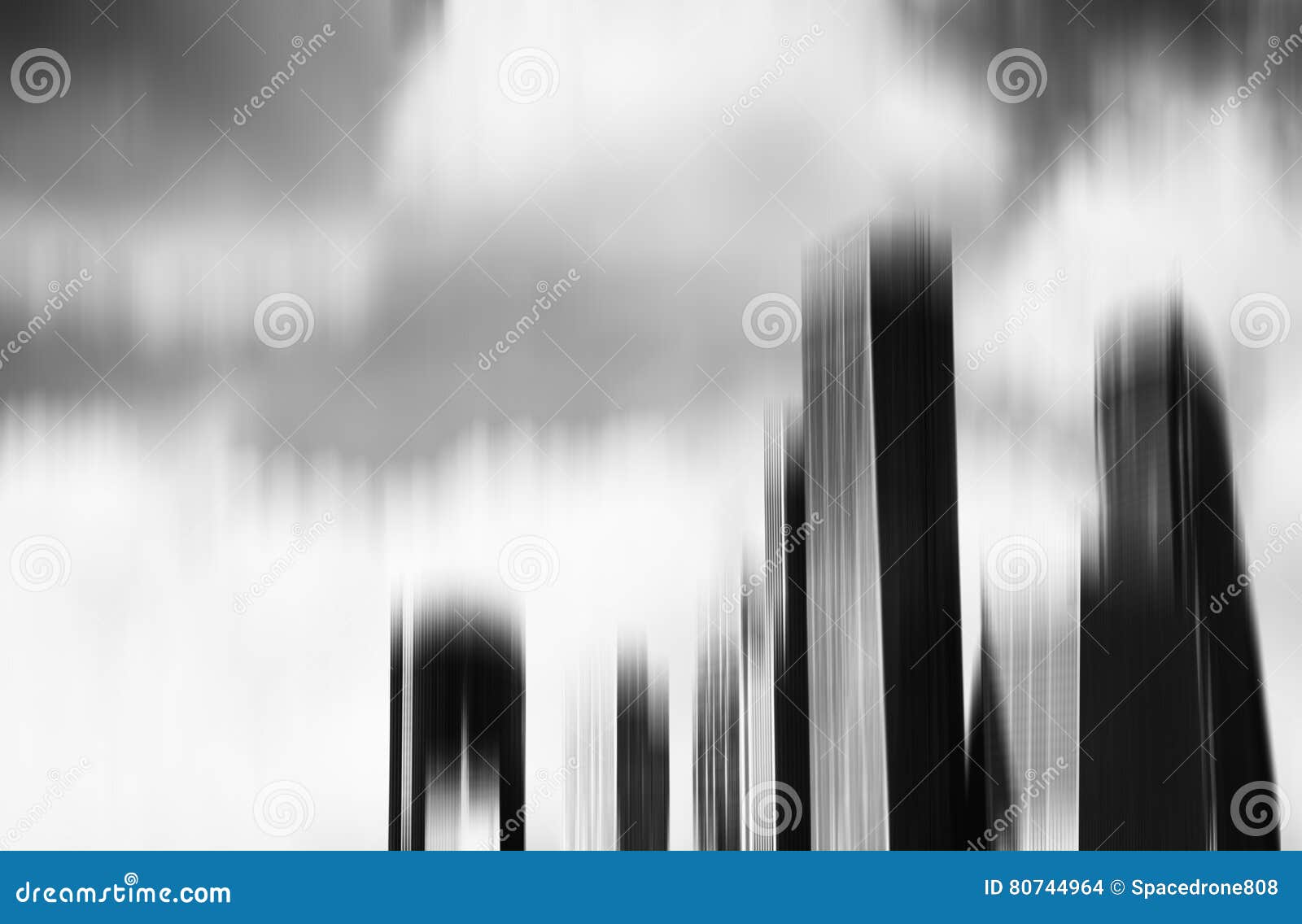 Black and White Motion Blur Skyscrapers Abstract Background Stock Photo