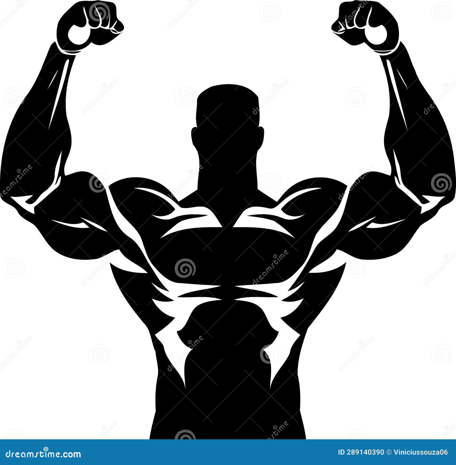 Muscular Bodybuilder Man Silhouette Stock Illustration - Illustration ...