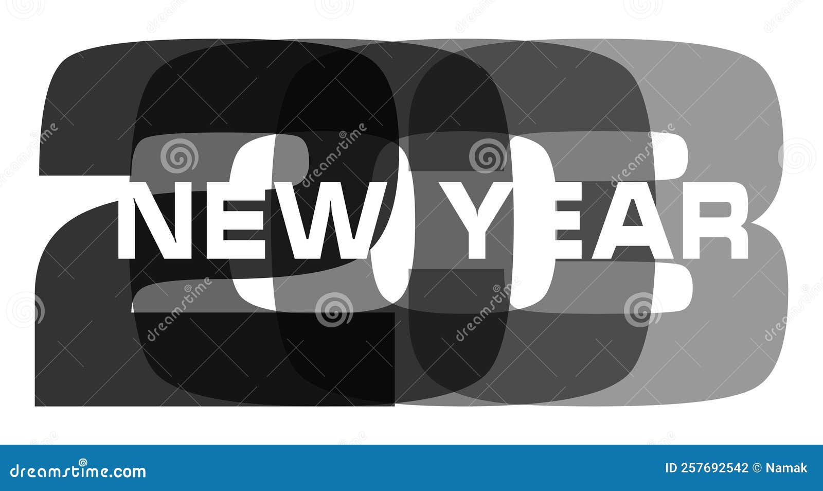 Black and White Number 2023 Overlay on White Background, Vector Graphic