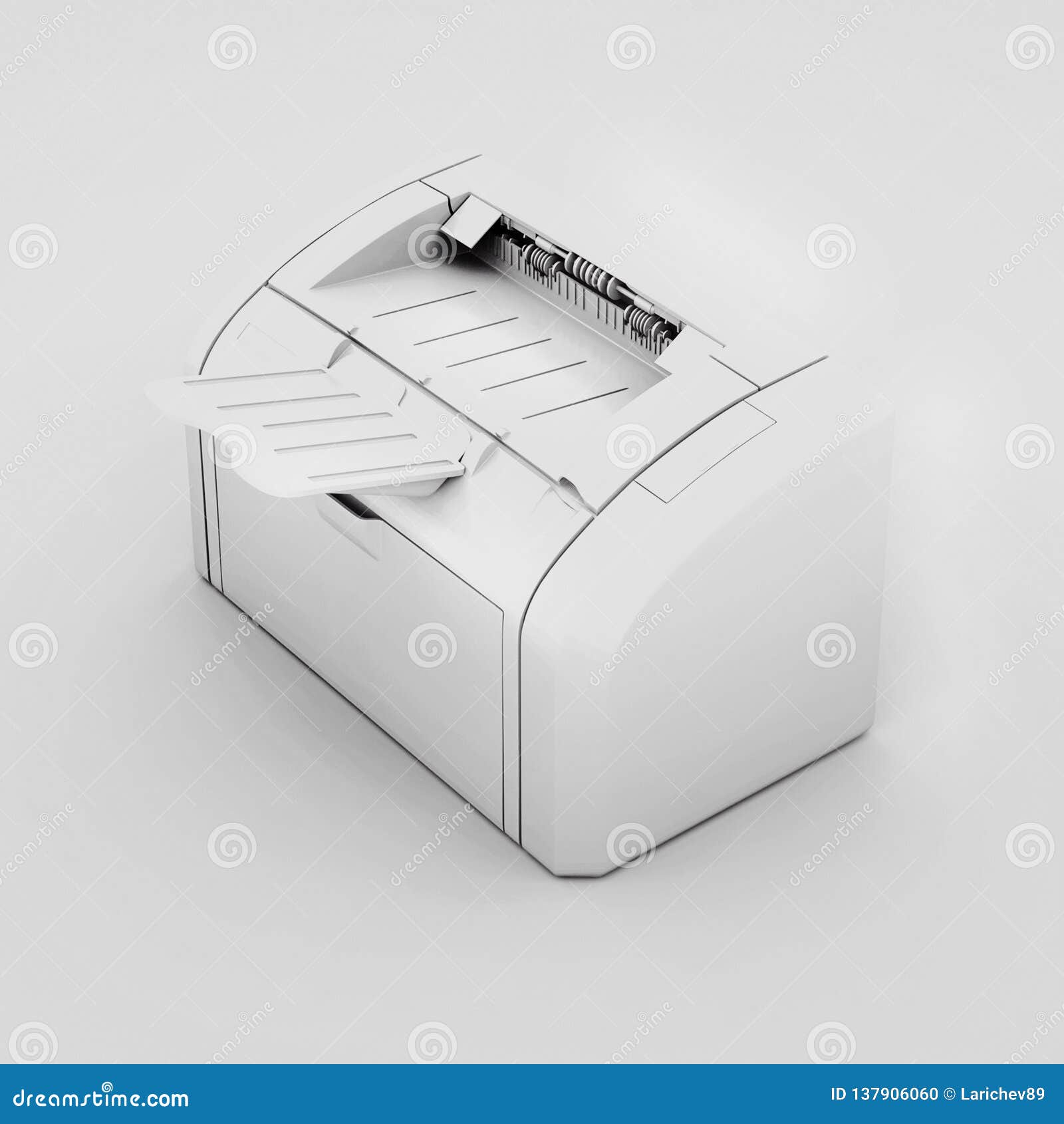 Black and White Office Printer. 3D Illustration Stock Illustration