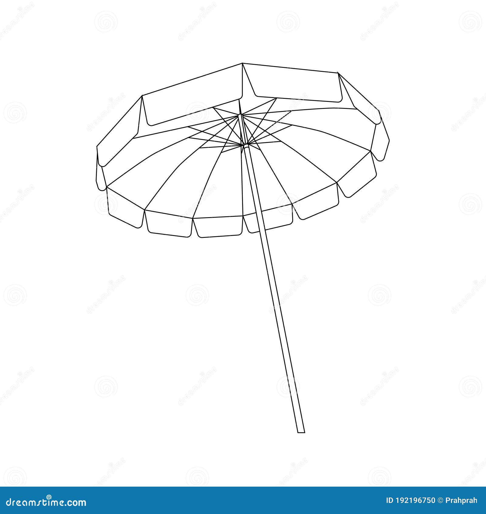 Black and White Open Beach Umbrella Outline Stock Vector Illustration of outdoor, tourism