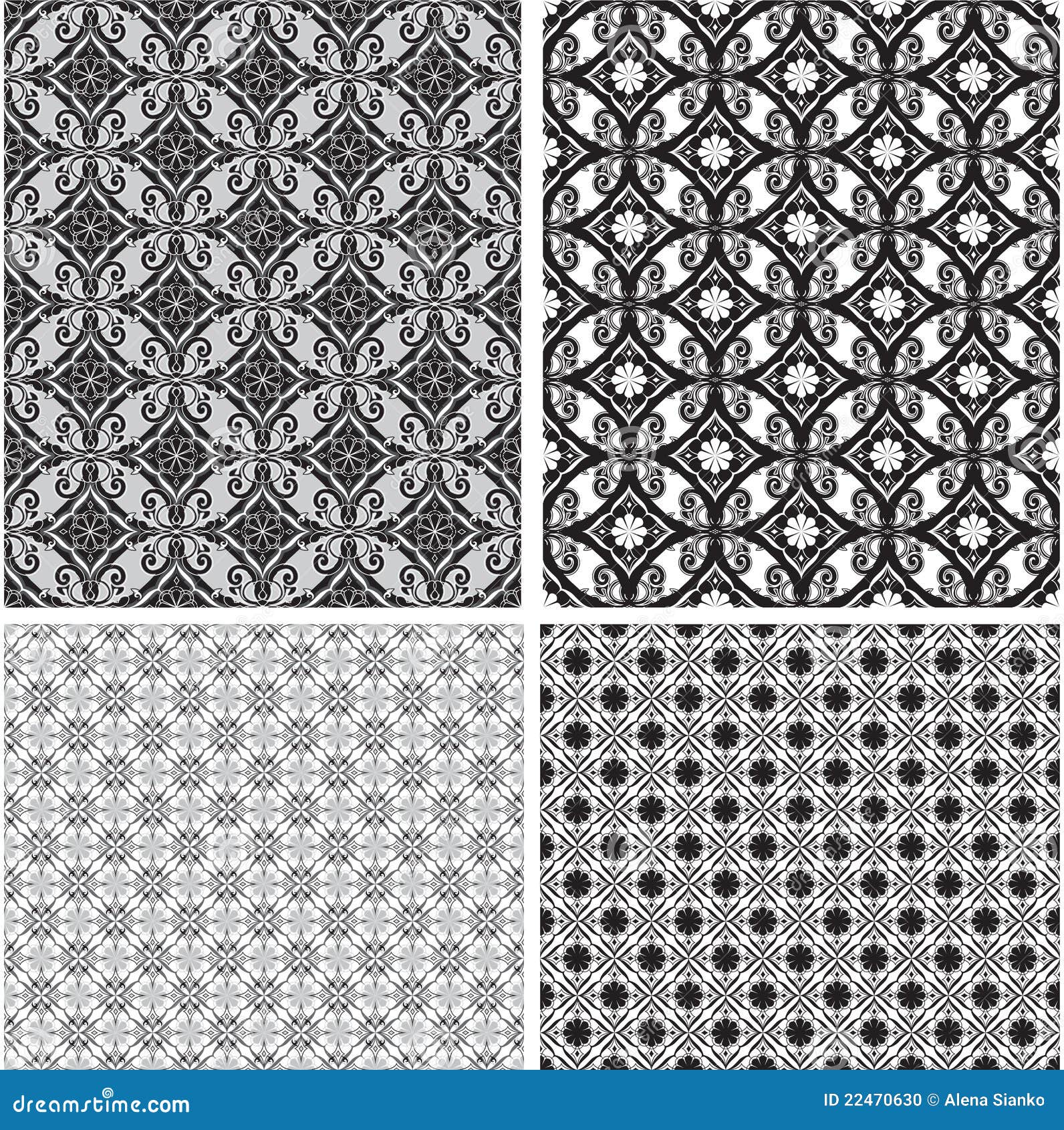 Black and White Ornamental Seamless Pattern. Vecto Stock Vector