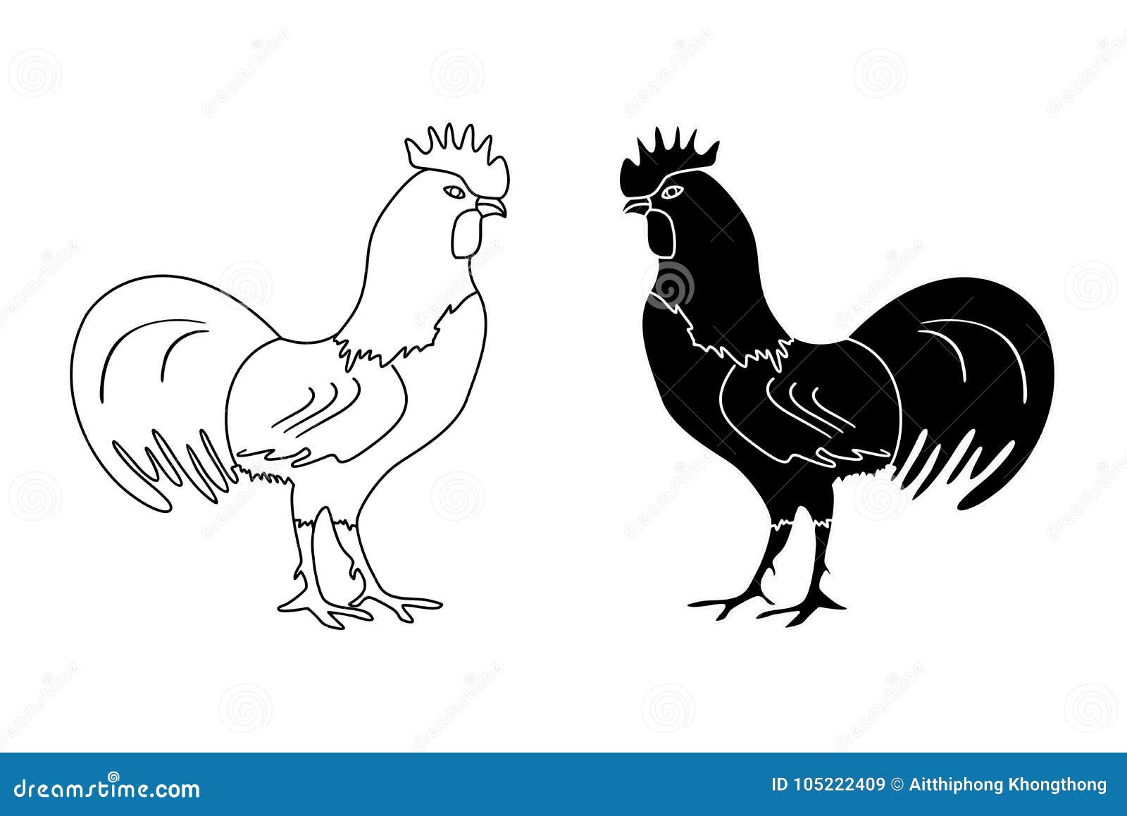 Rooster Sketching Vector Illustration | CartoonDealer.com #104120100