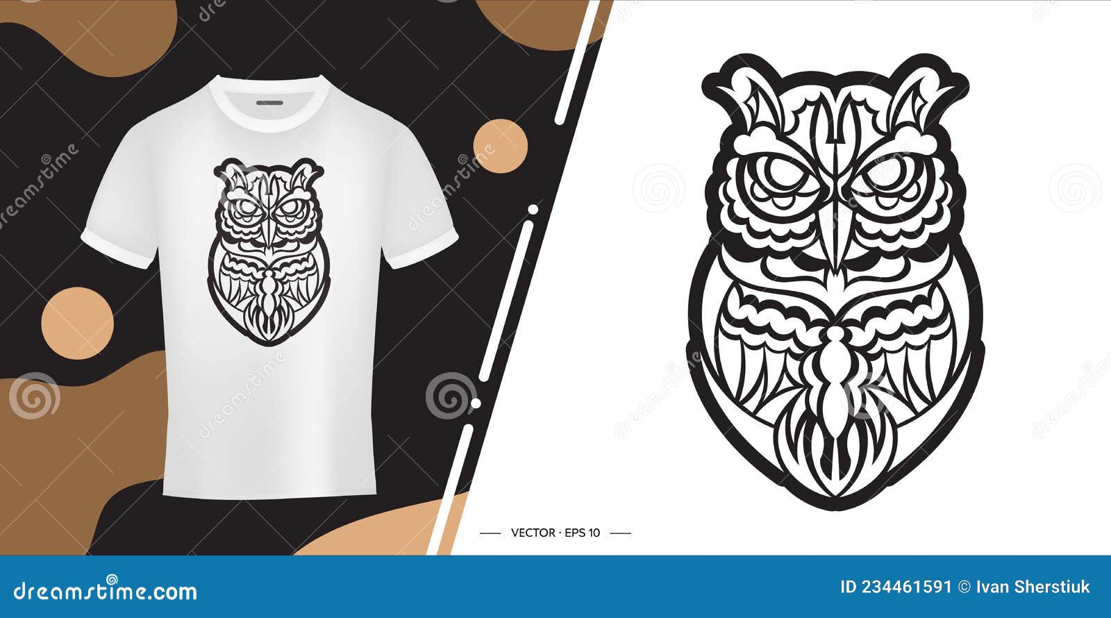 Black and White Owl Print in Boho Style. Good for Clothing and Textiles ...