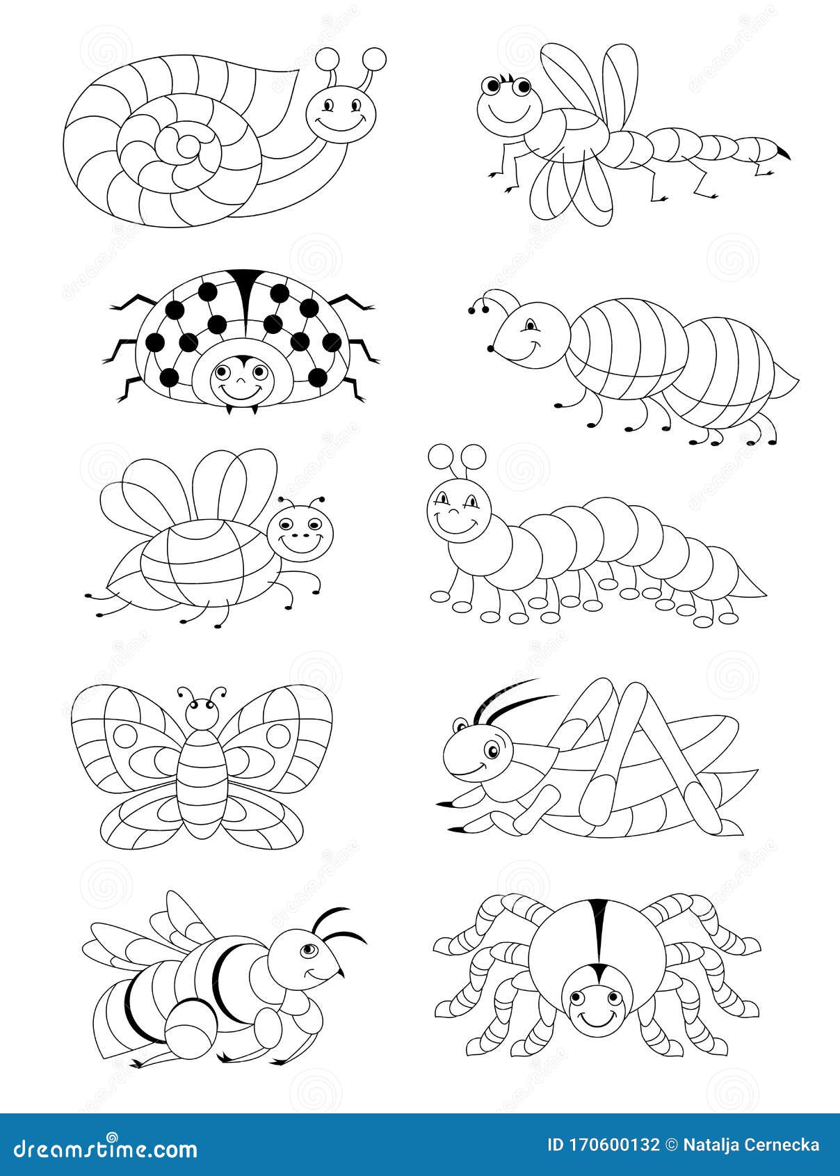 Coloring Insects Kids Stock Illustrations – 20 Coloring Insects ...