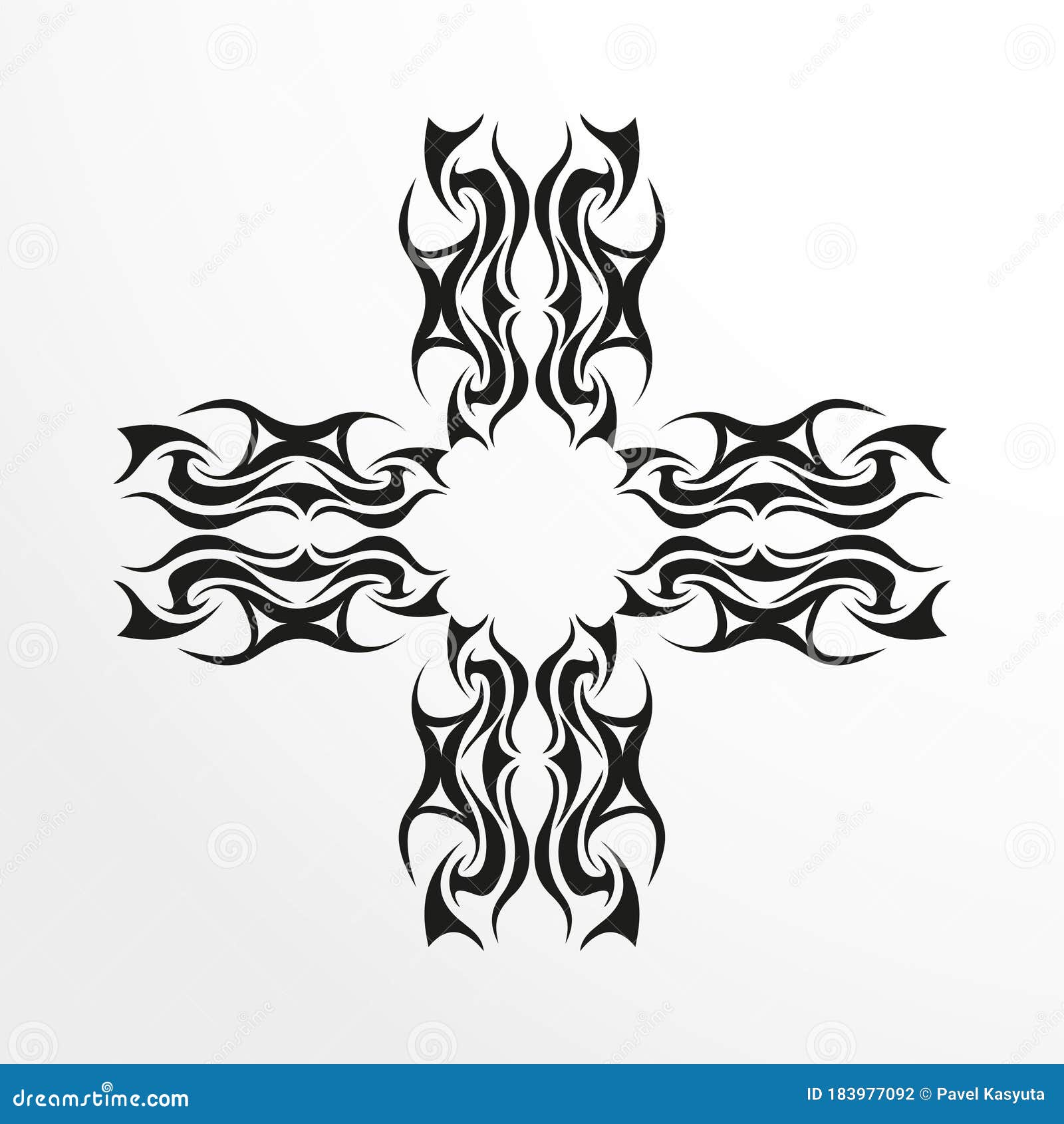 Black-white Pattern for a Tattoo on a Light Background. Vector ...