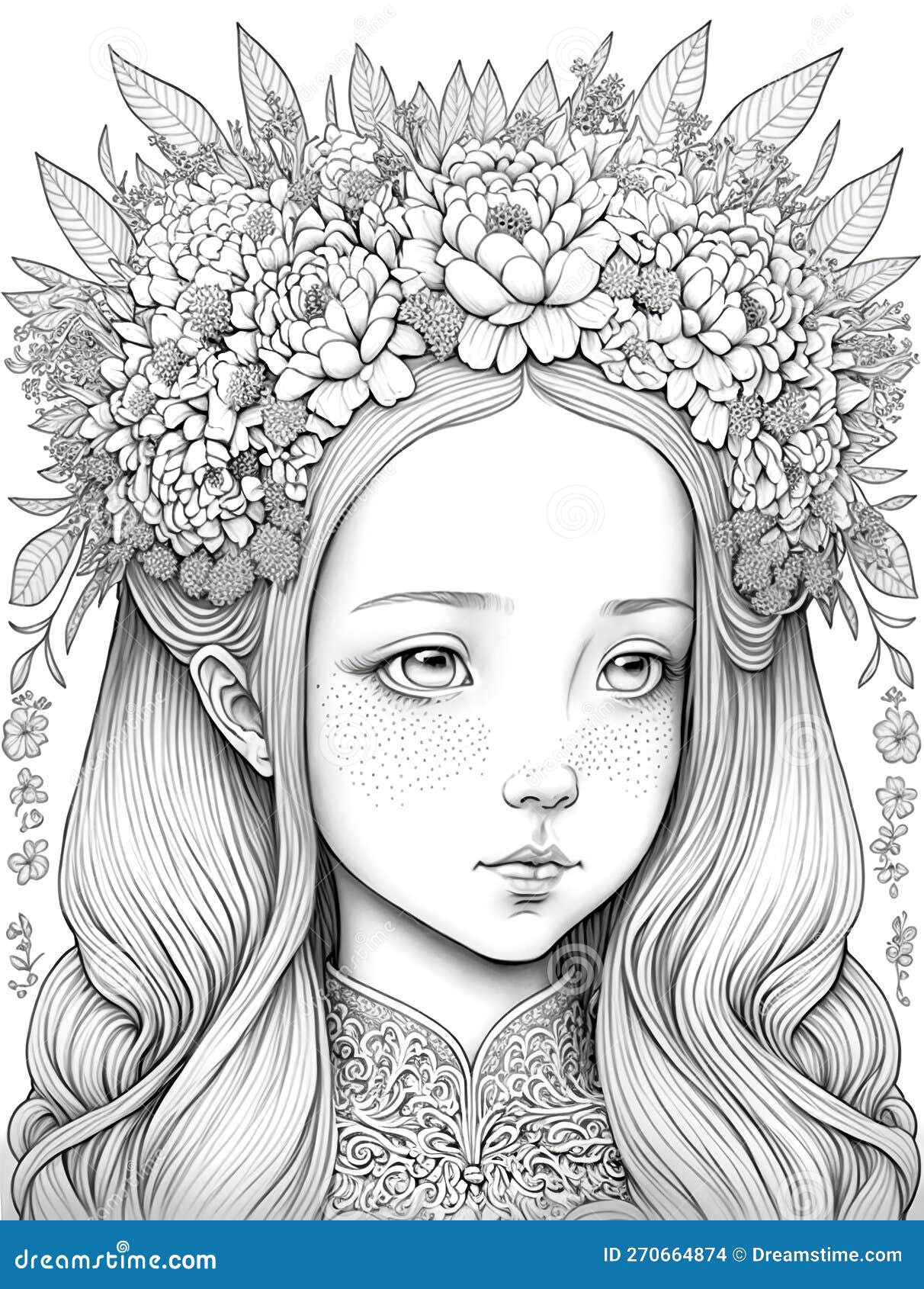 Black and White Pencil Drawing, Portrait of a Princess, Girl with a ...