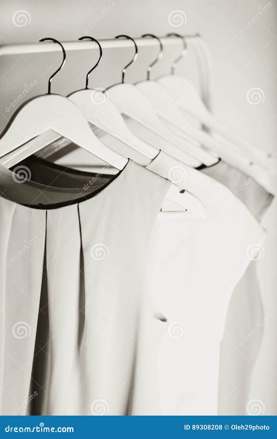 Black-and-white Photo with the Blur. Women`s Clothing on a White Stock ...