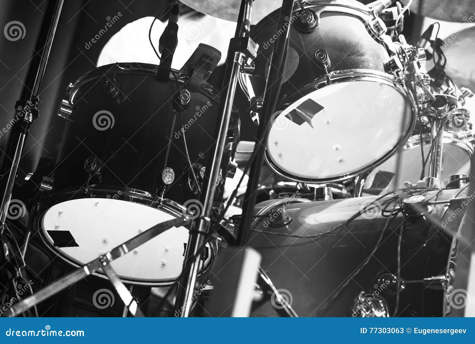 Black and White Photo of Drum Set Stock Image Image of drumkit, show