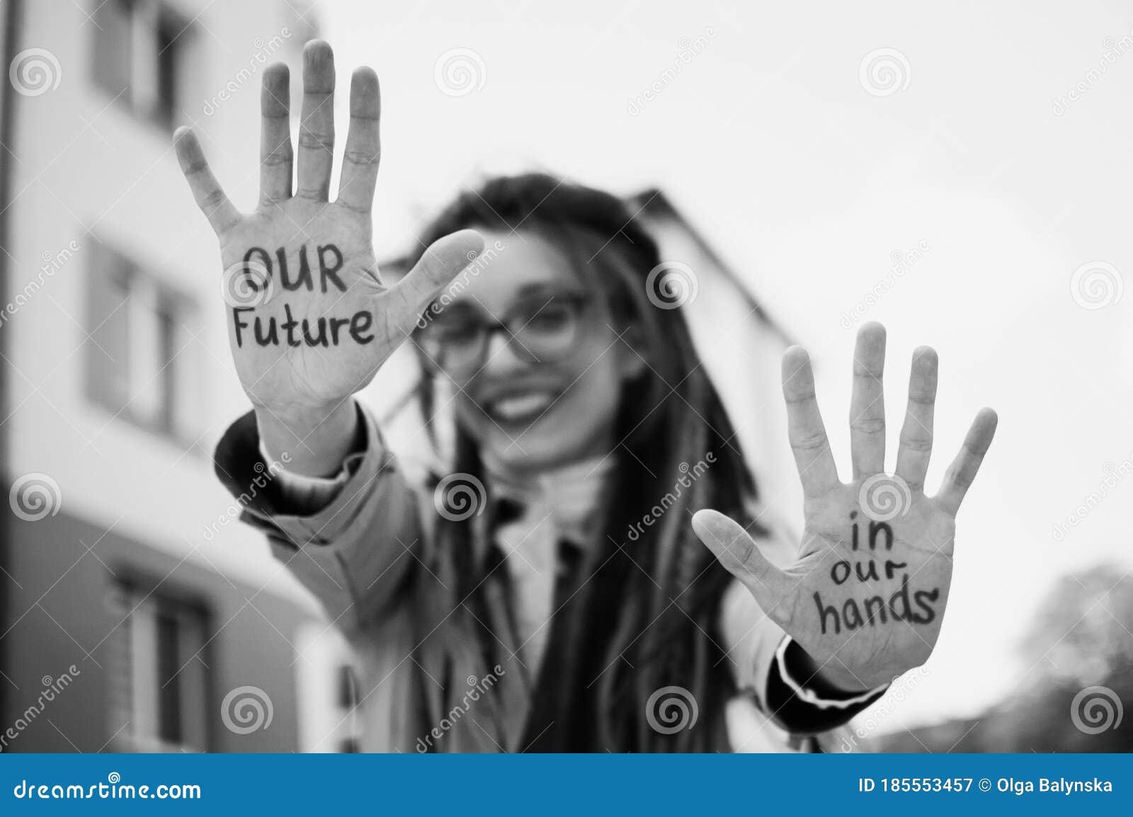 Black Hands White Pussy - Black and White Photo of Modern Girl with Long Dreadlocks and Eyeglasses in  Nude Color Trench Showing Hands with Slogan Stock Image - Image of female,  spring: 185553457