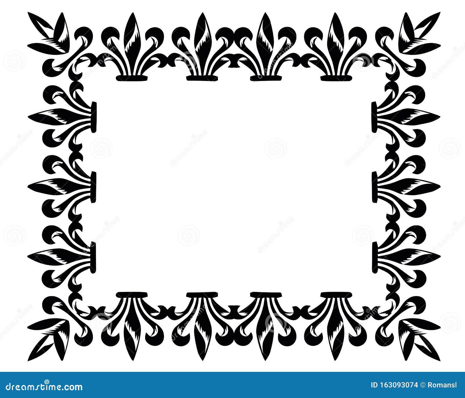 Black and White Picture Frame on the White Wallpaper Stock Vector